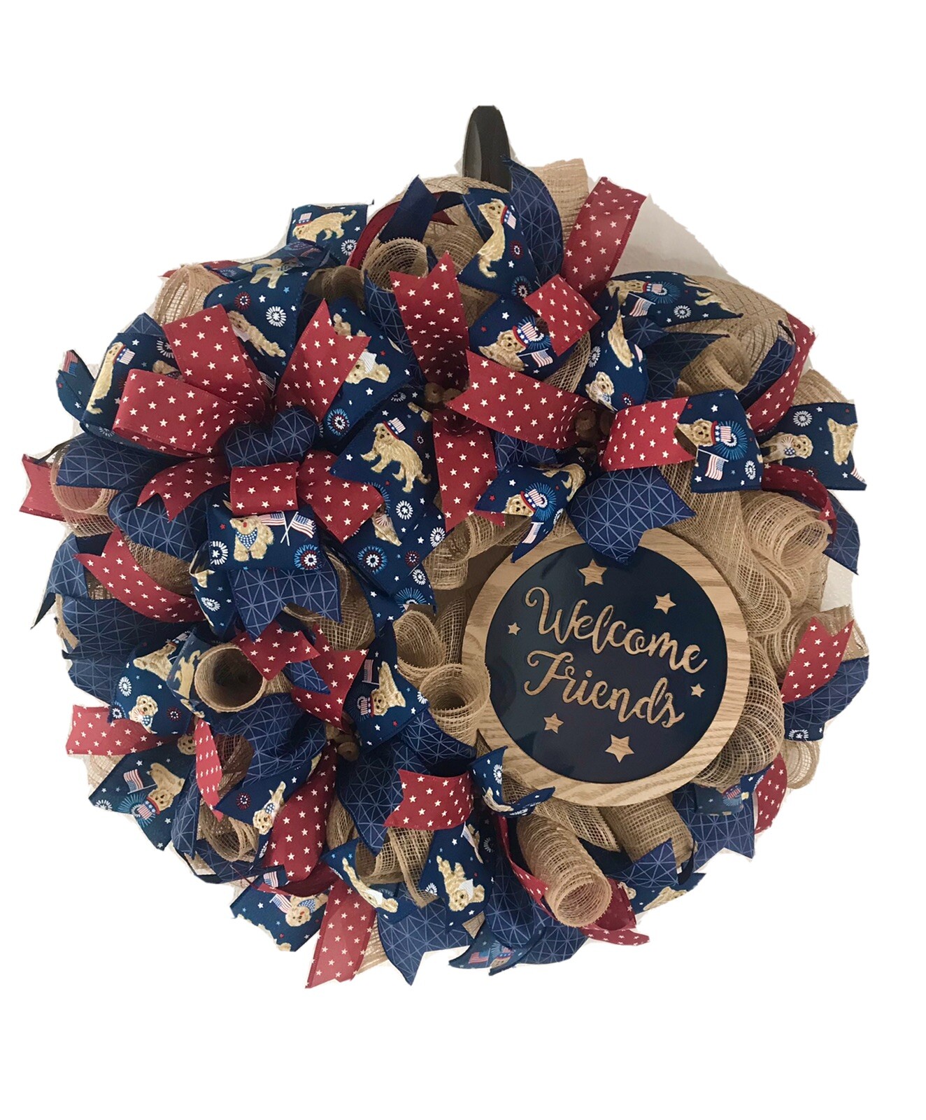 Deco Mesh Patriotic Rustic Wreath, Americana Wreath, Patriotic Decor,