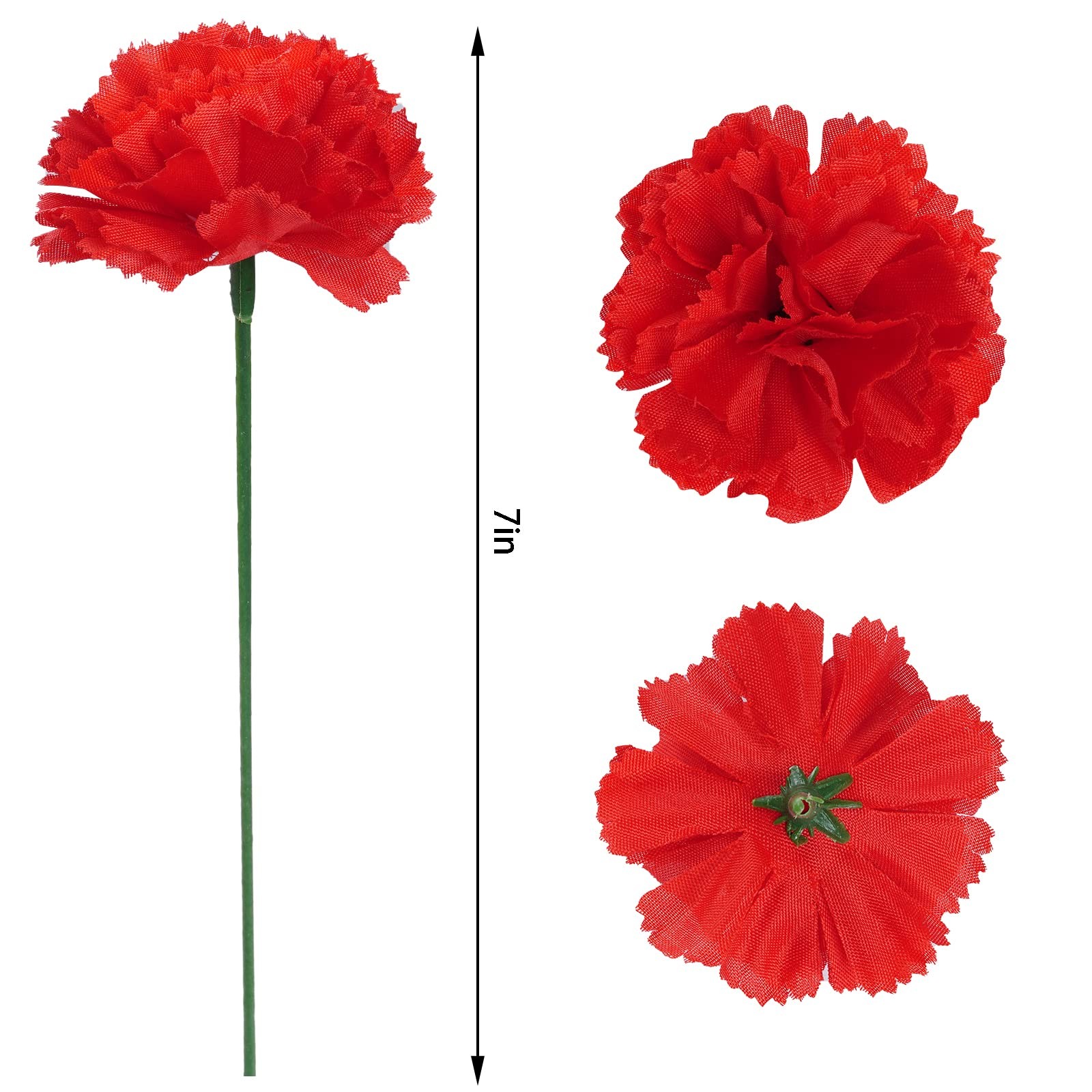 50 PCS Artificial Marigold Flowers Heads Red Silk Mexican Faux Bulk Wire