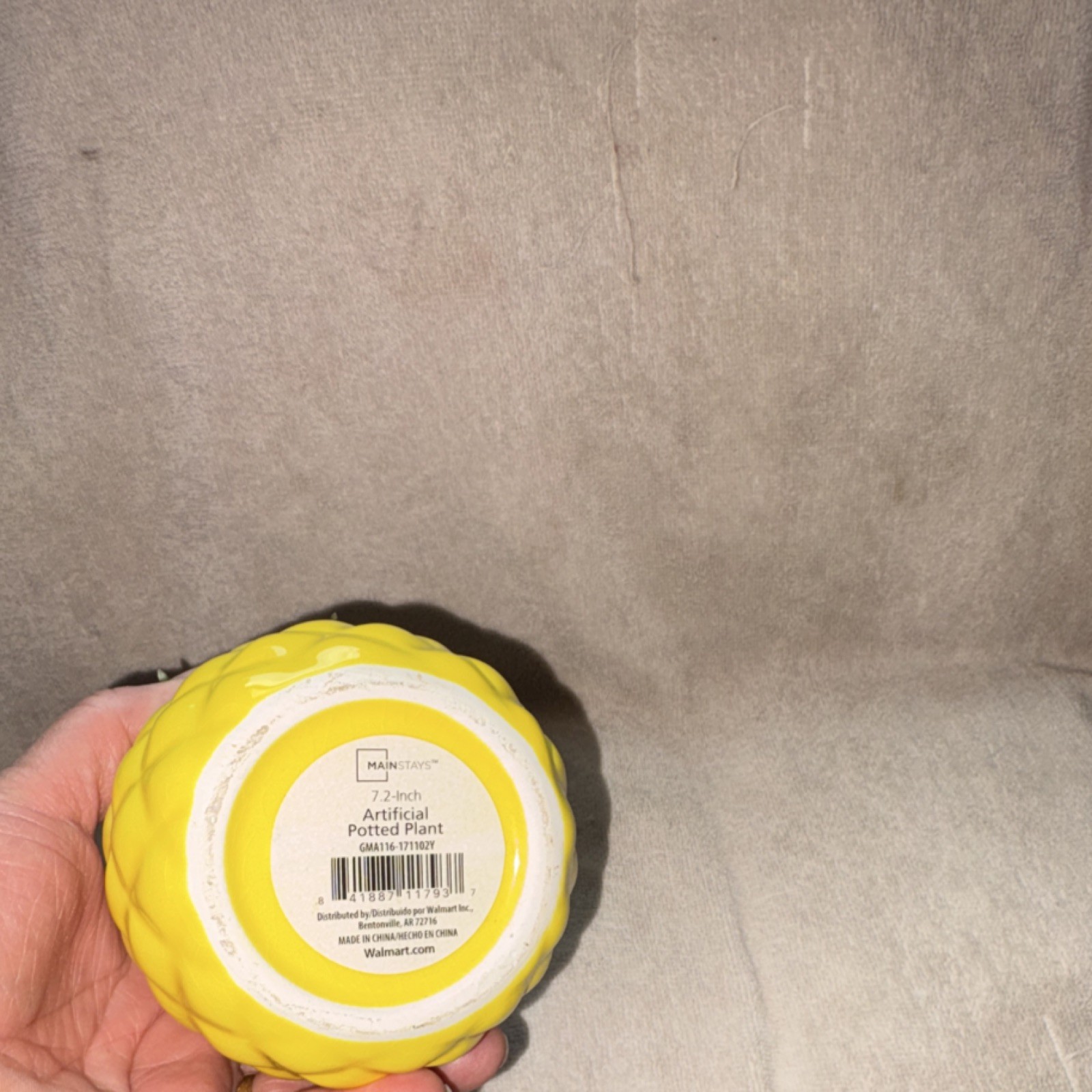 Mainstays Artificial Succulent 7.2-Inch Yellow Pineapple Pot Plastic Ceramic