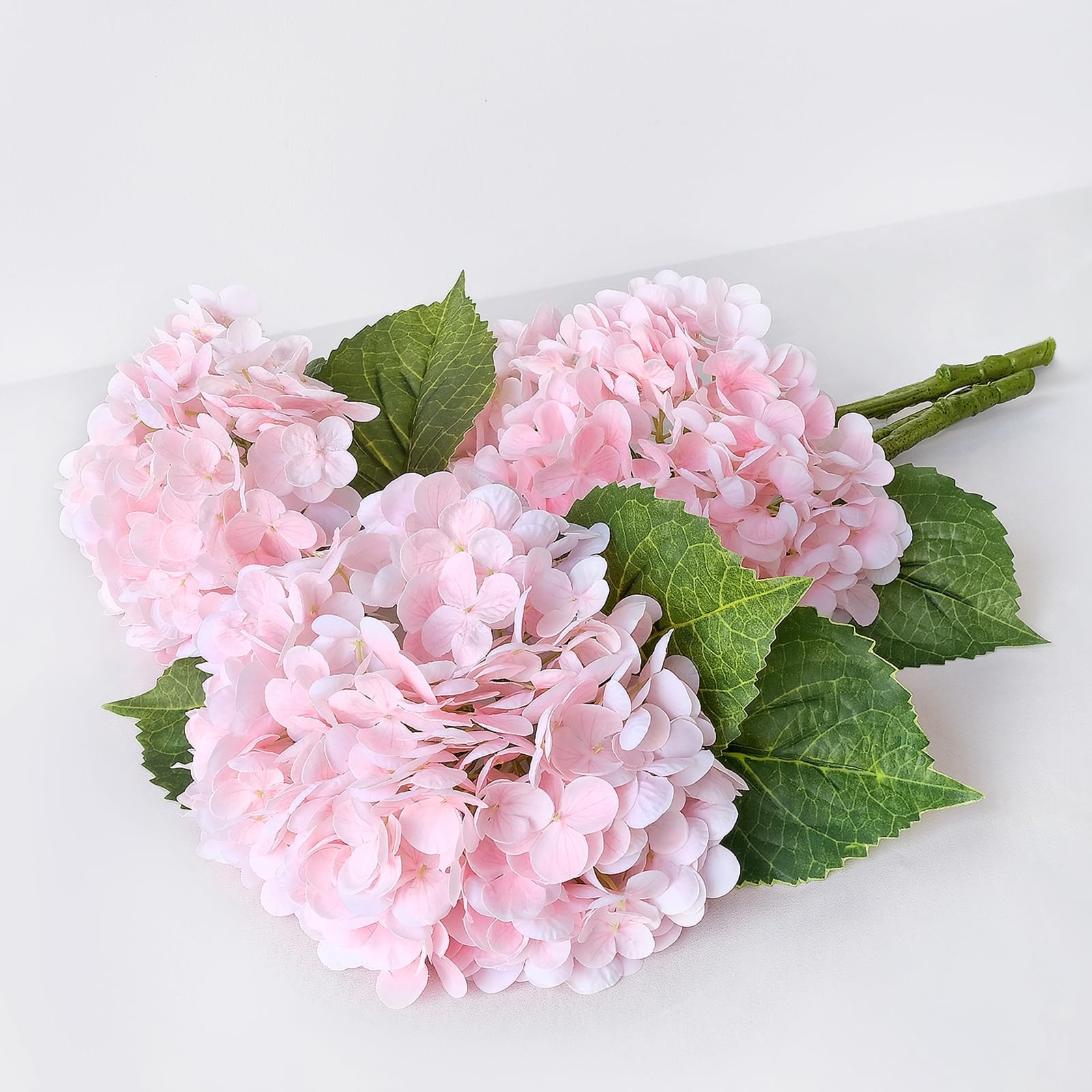 ZYTUYO Pink Hydrangea Artificial Flower 3 PCS 21in Real Touch Large Hand Feel…