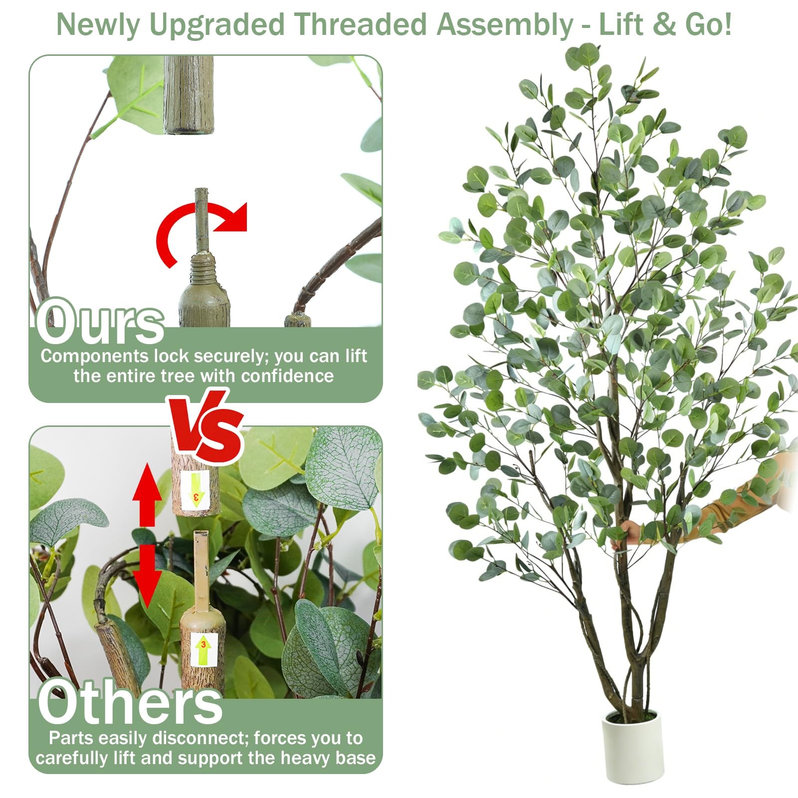 Artificial Eucalyptus Tree 6FT, Indoor Outdoor Faux Tree