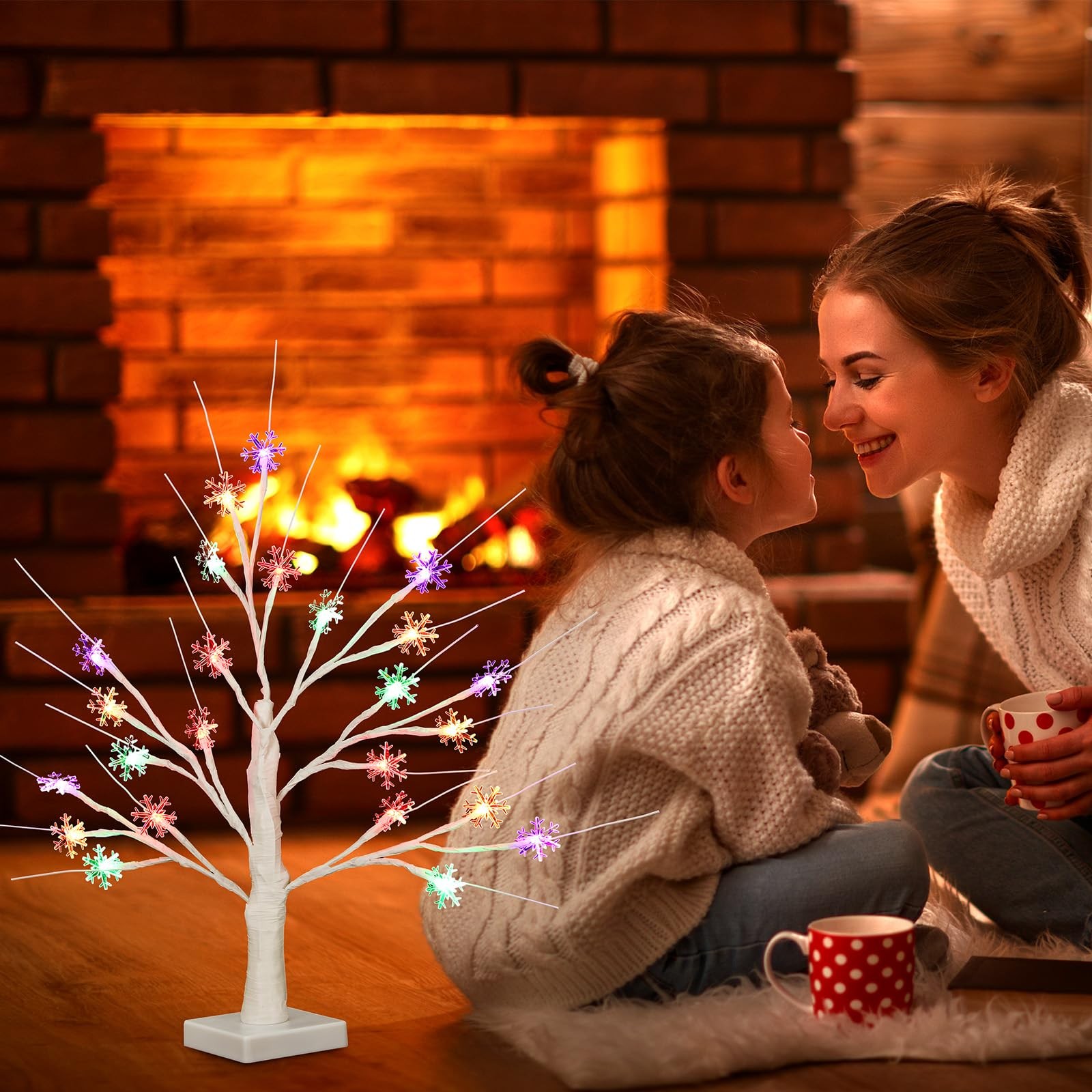 1 Winter Decoration Multi Colored Snowflake Tree LED Light with 24 LED Snowfl…