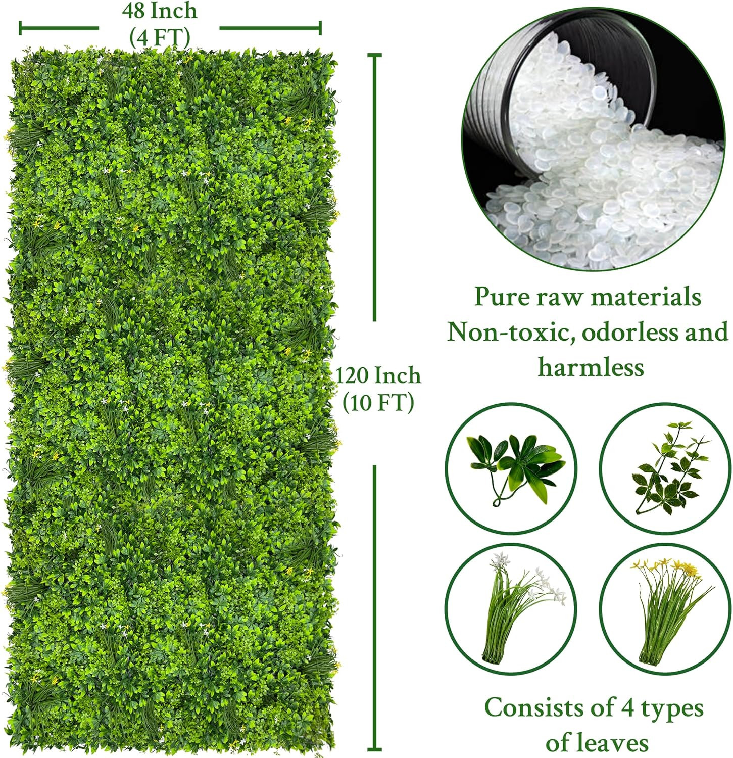 UV-Resistant Artificial Ivy Wall Roll – 40 Sqft Green Privacy Fence Screen