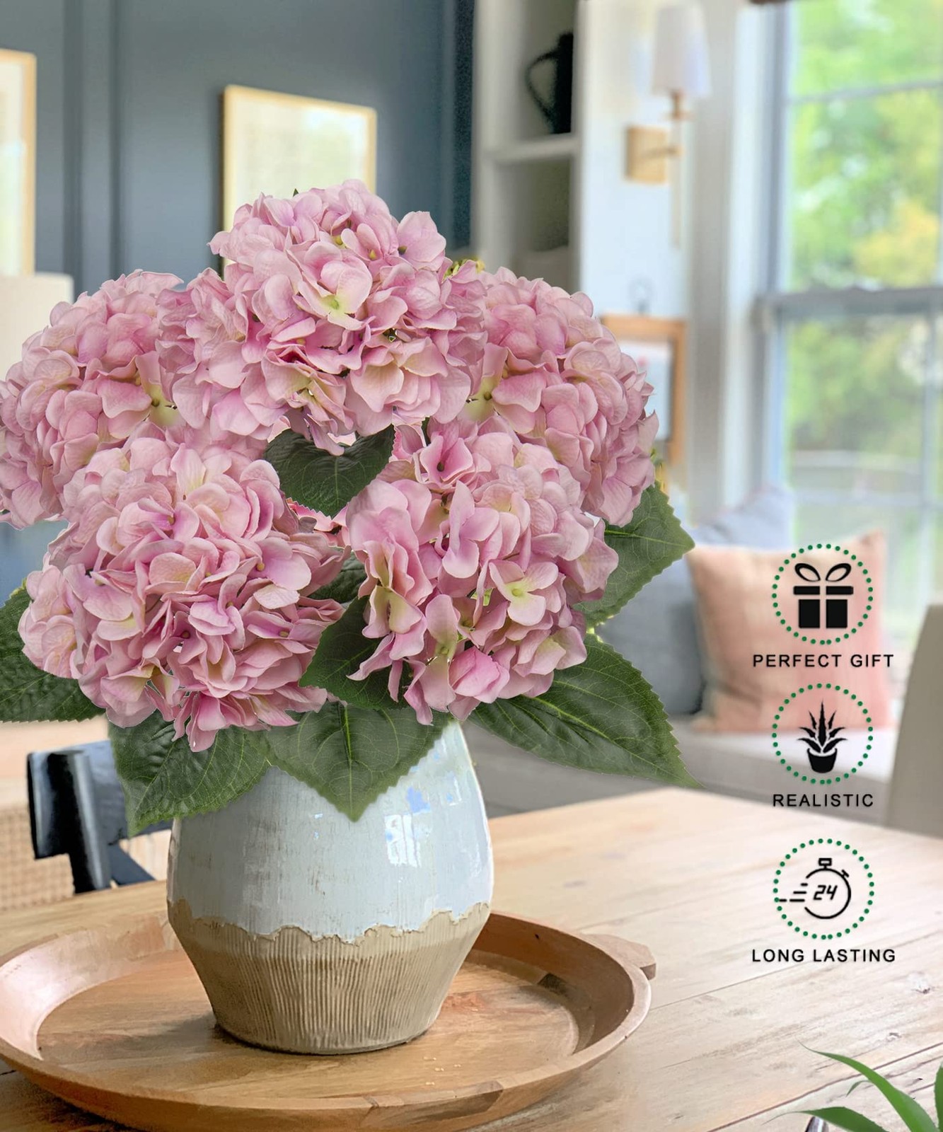 Pink Hydrangea Artificial Flowers Large Artificial Hydrangeas Silk Flowers fo