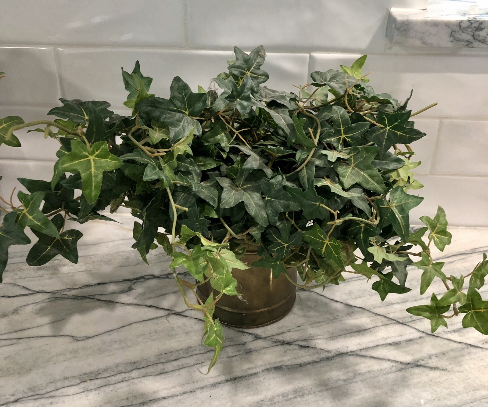 Artificial/Faux Some Floral & Mixed Greenery Arraignment W/Brass Container