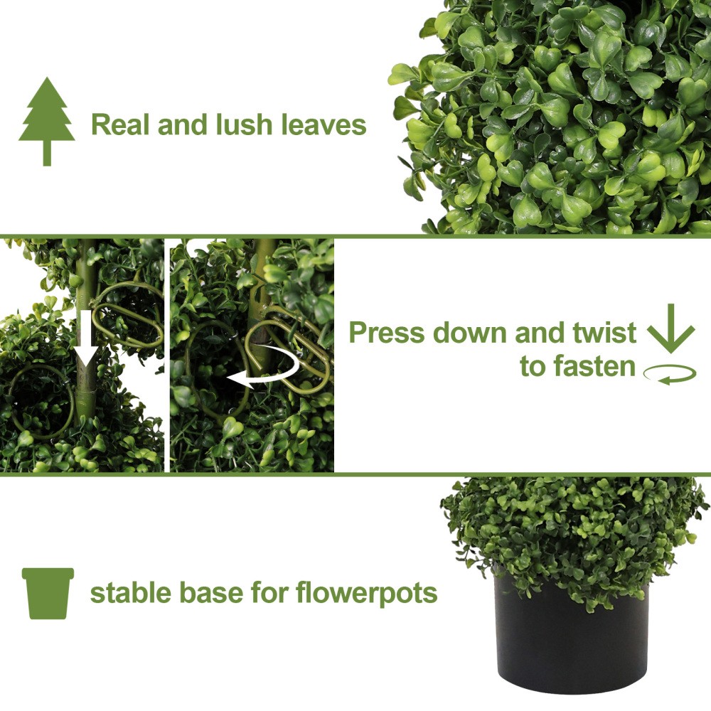 7FT Spiral Topiary Trees Artificial Outdoor Faux Boxwood Plants Large Twisted