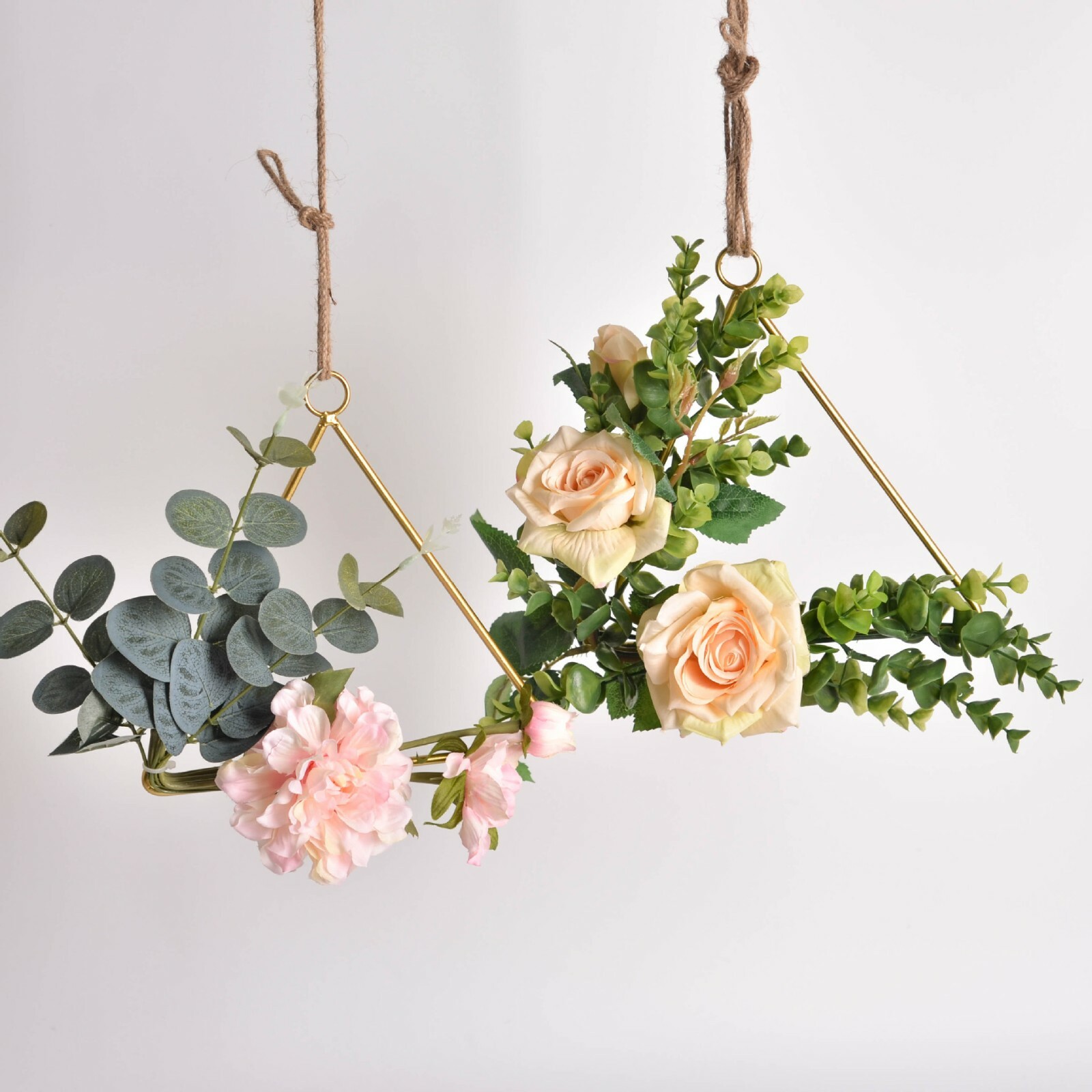 Floral Hoop Wreath Rose Flower Leaves Metal Hoop Ring Garland Wedding Home Decor