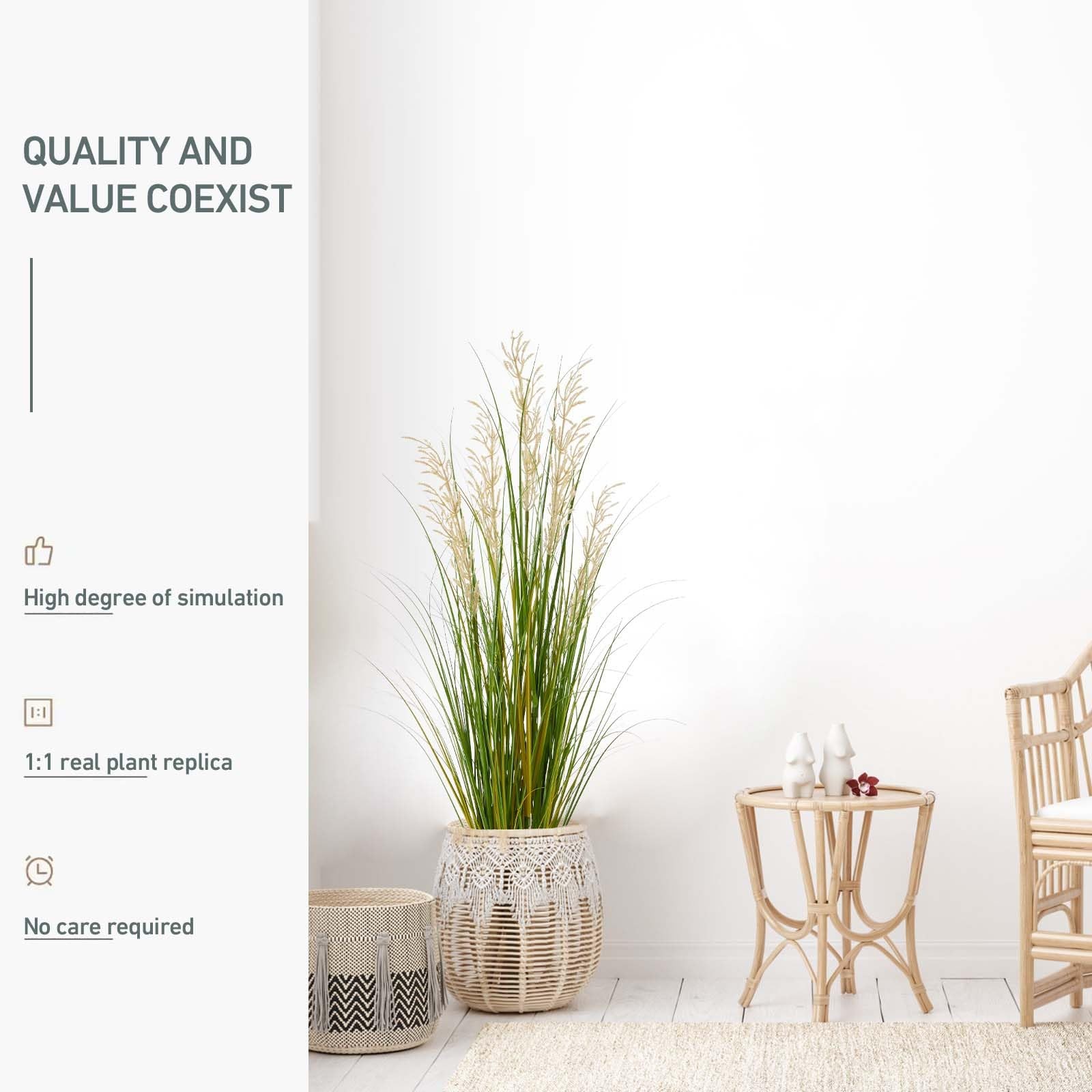 Artificial Plant, 47in Tall, 2pk Grass, Faux House Plants in Pot, Indoor Deco…