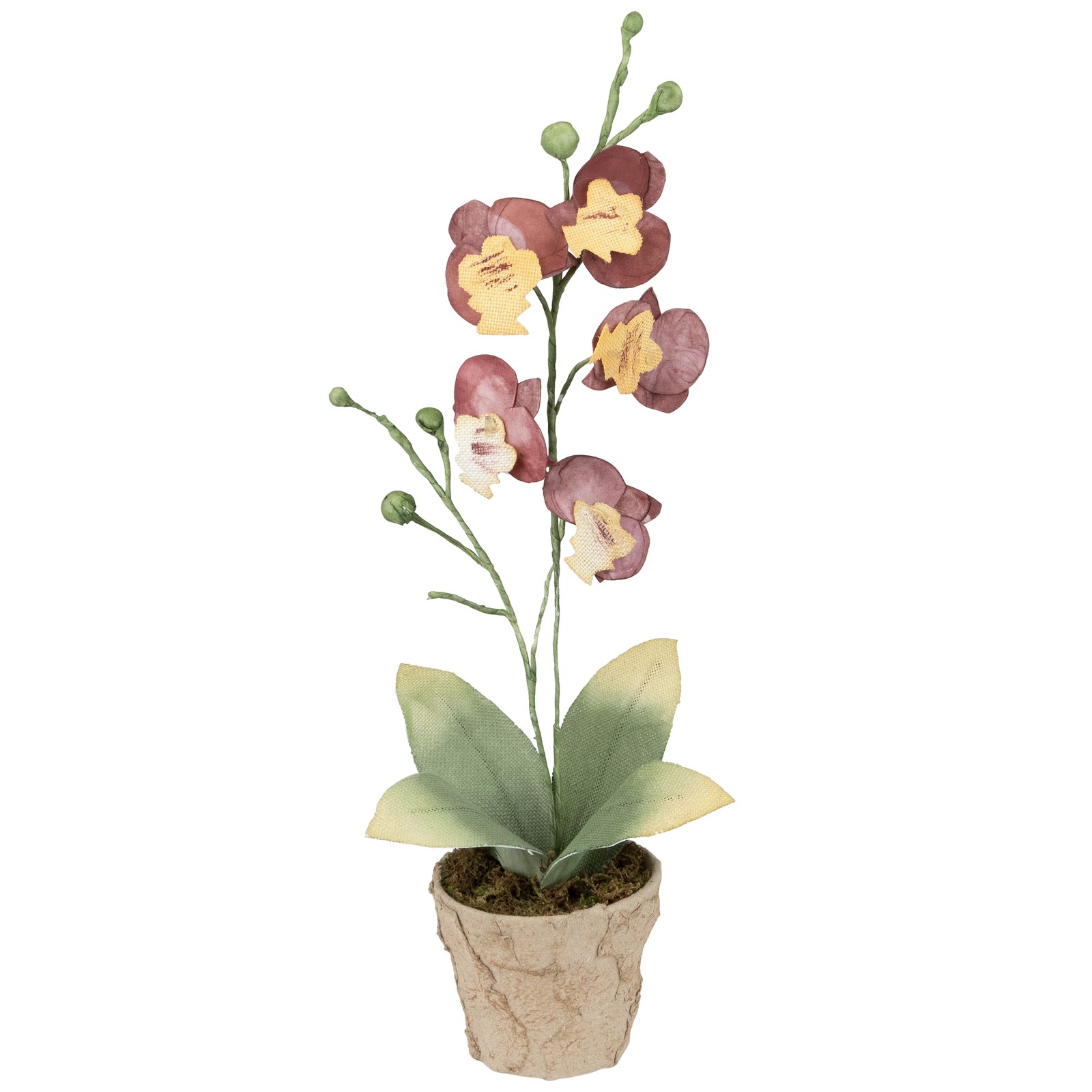 Northlight 14″ Artificial Crimson Red & Deep Banana Yellow Orchids Pot