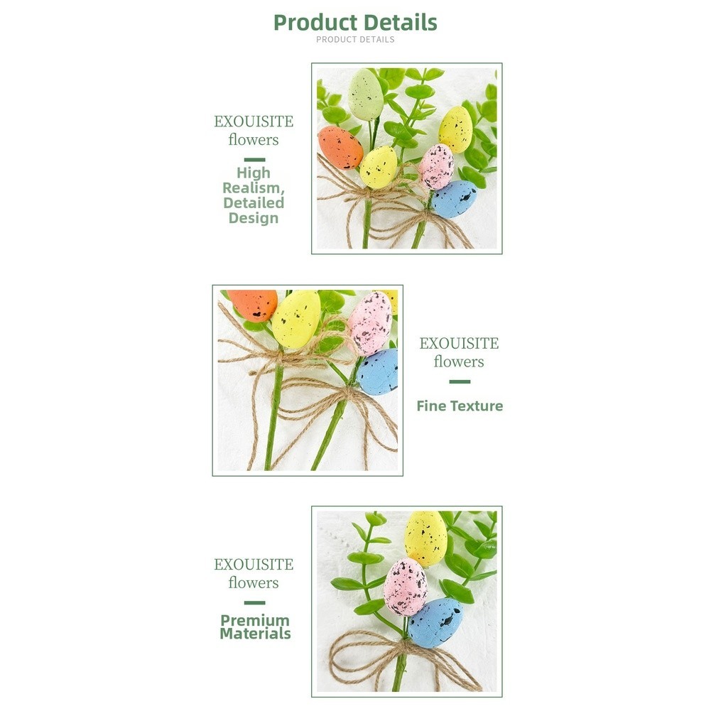 Decorative Easter Egg Cuttings Artificial Plastic Flowers for Indoor Display