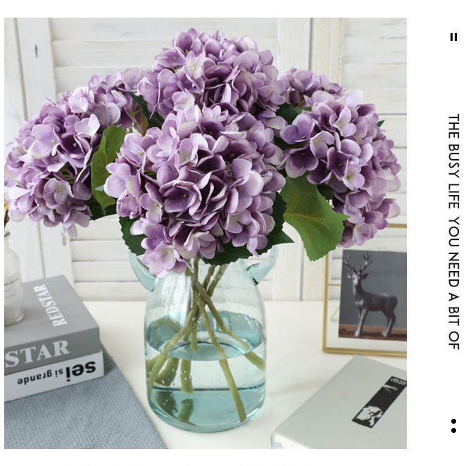 5 pcs Hydrangea Artificial 18″ Royal Real Touch Hydrangea Heads with Stems