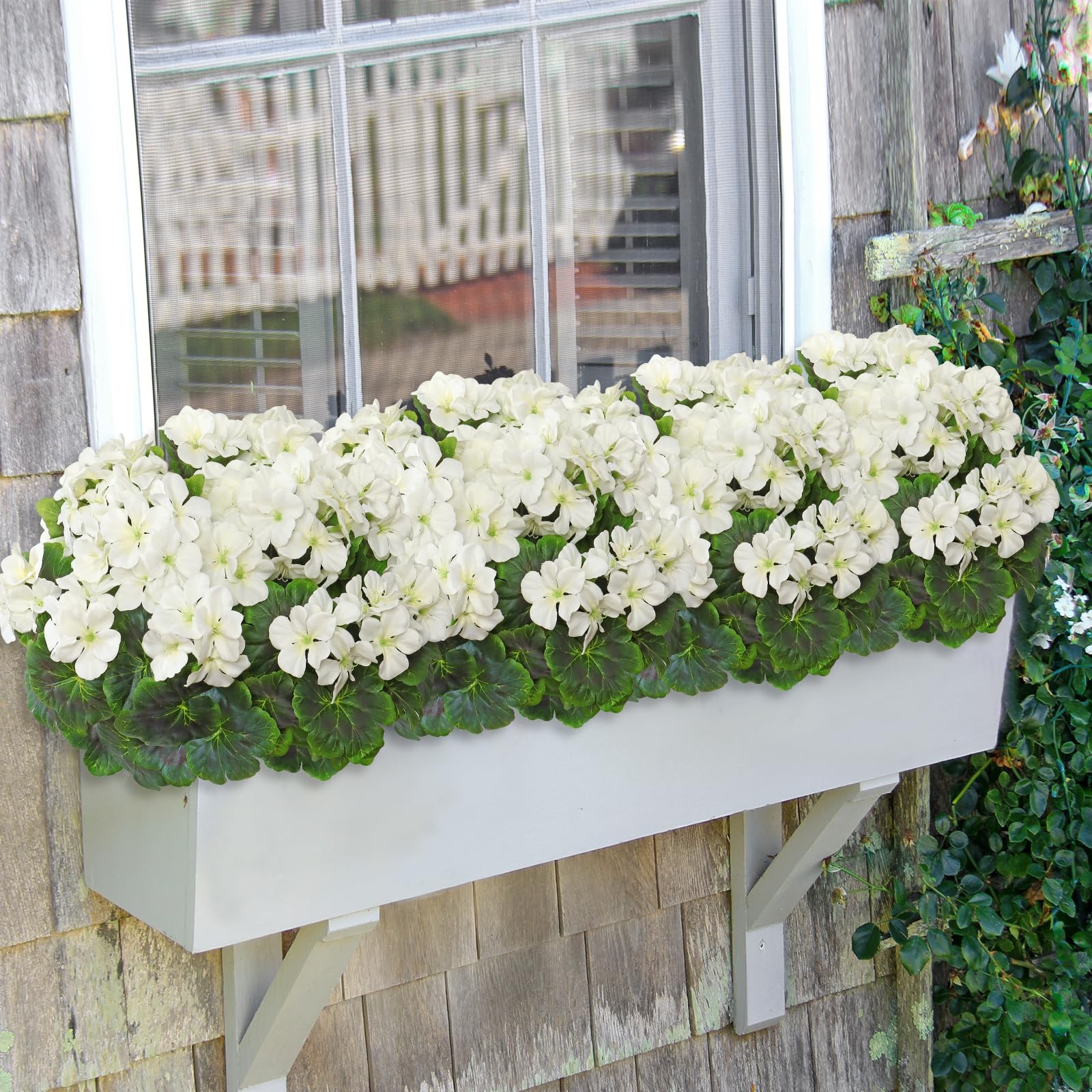Fake Flowers 2PCS 17.3In Artificial Geraniums for Outdoors Realistic Artifici…