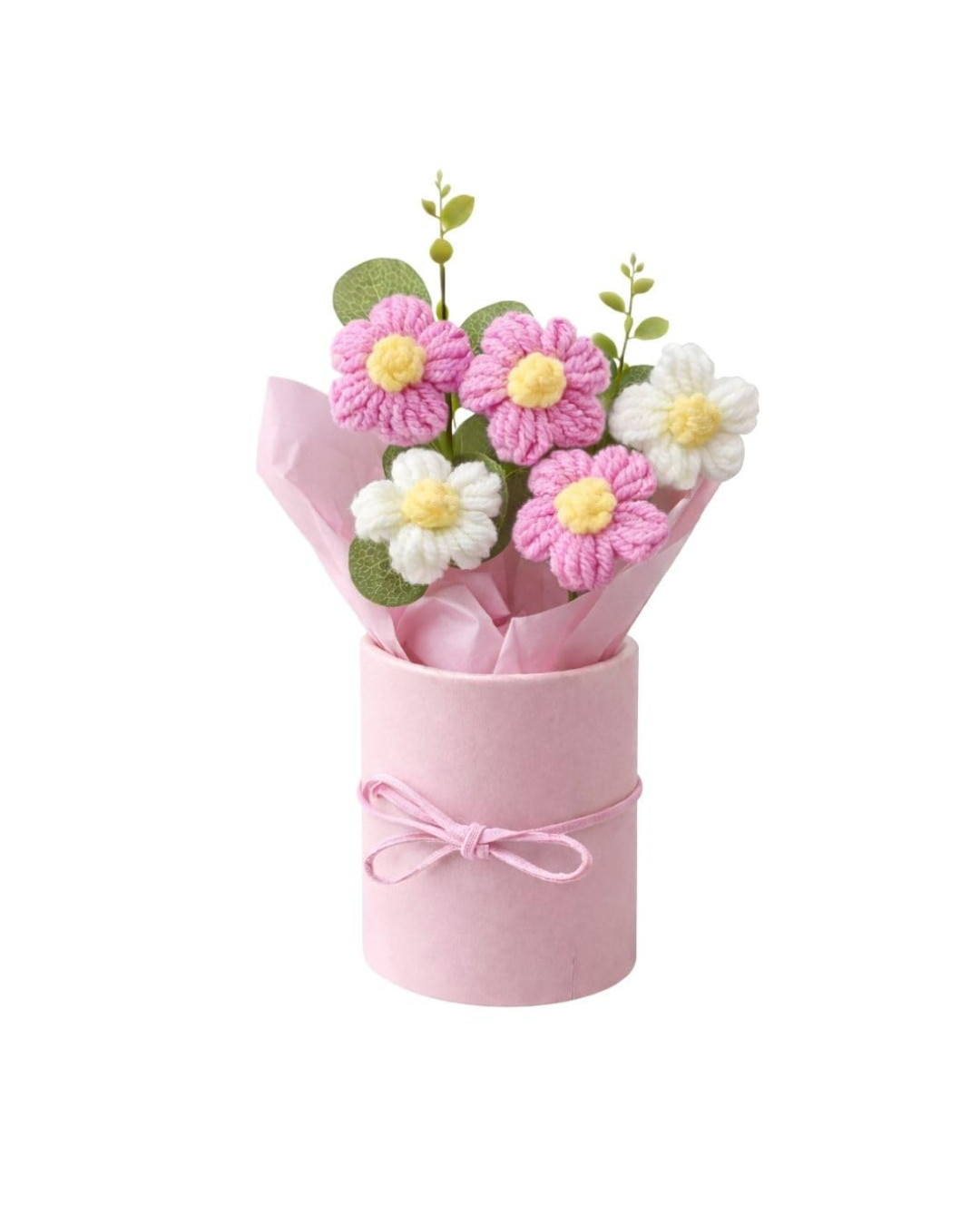 Handmade Pink Crochet Bouquet- Pack of 1 for Office Desk, Table, Car,Bedroom,etc
