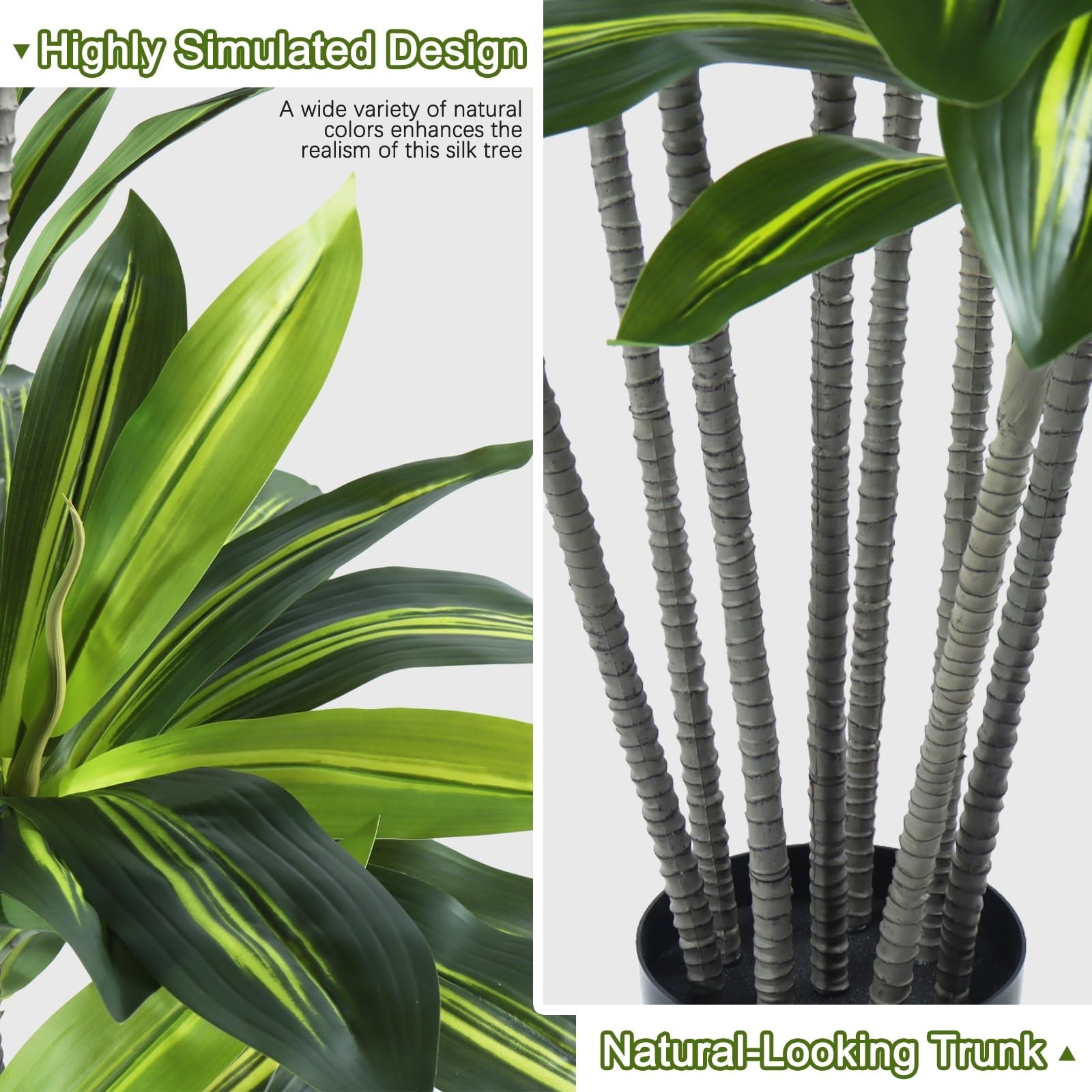 Dracaena Artificial Plant Indoor 4FT – Large Tropical Fake Tree with Lifelike…