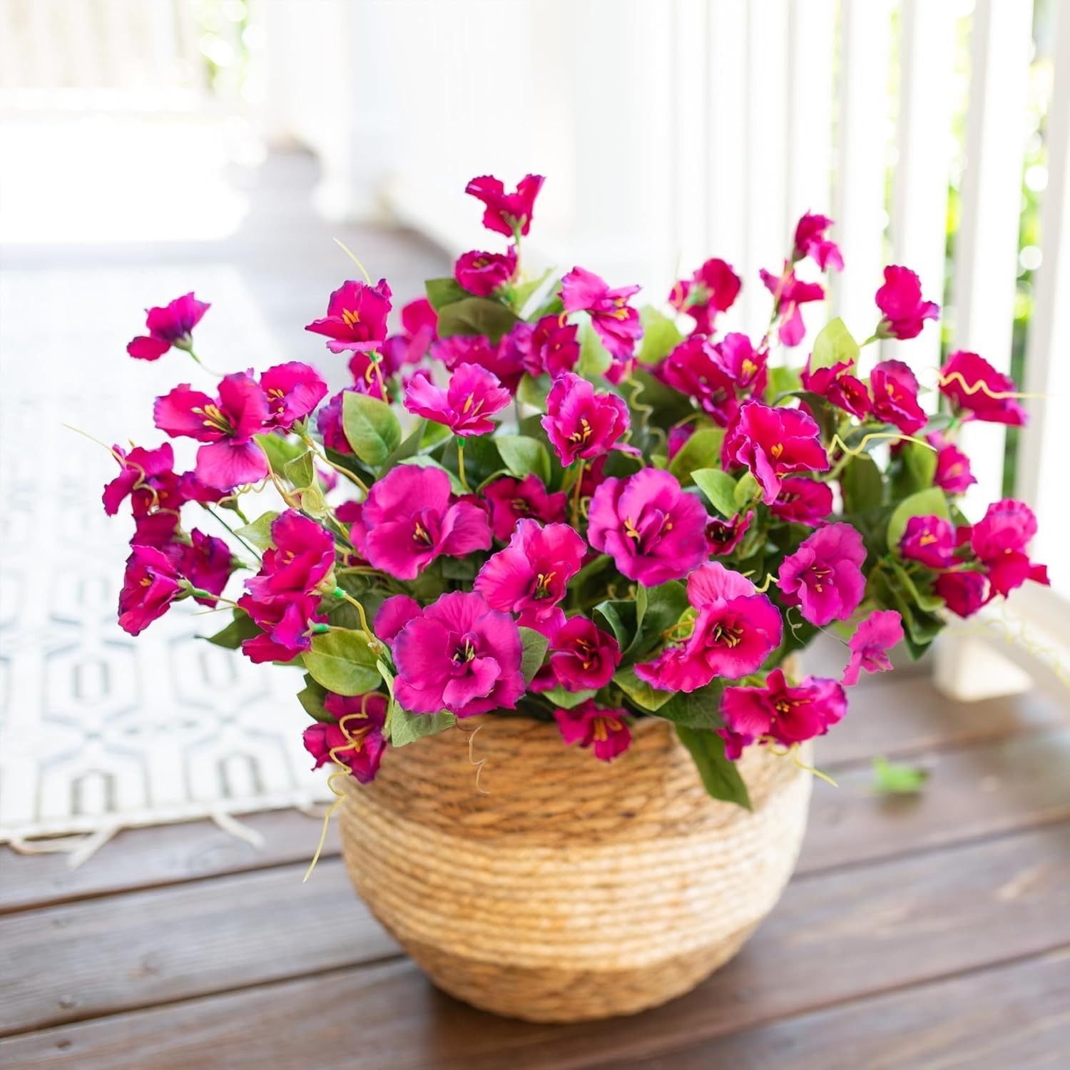 Fake Hibiscus Artificial Flowers for Outdoors Spring Summer Decoration, 6 Bun…