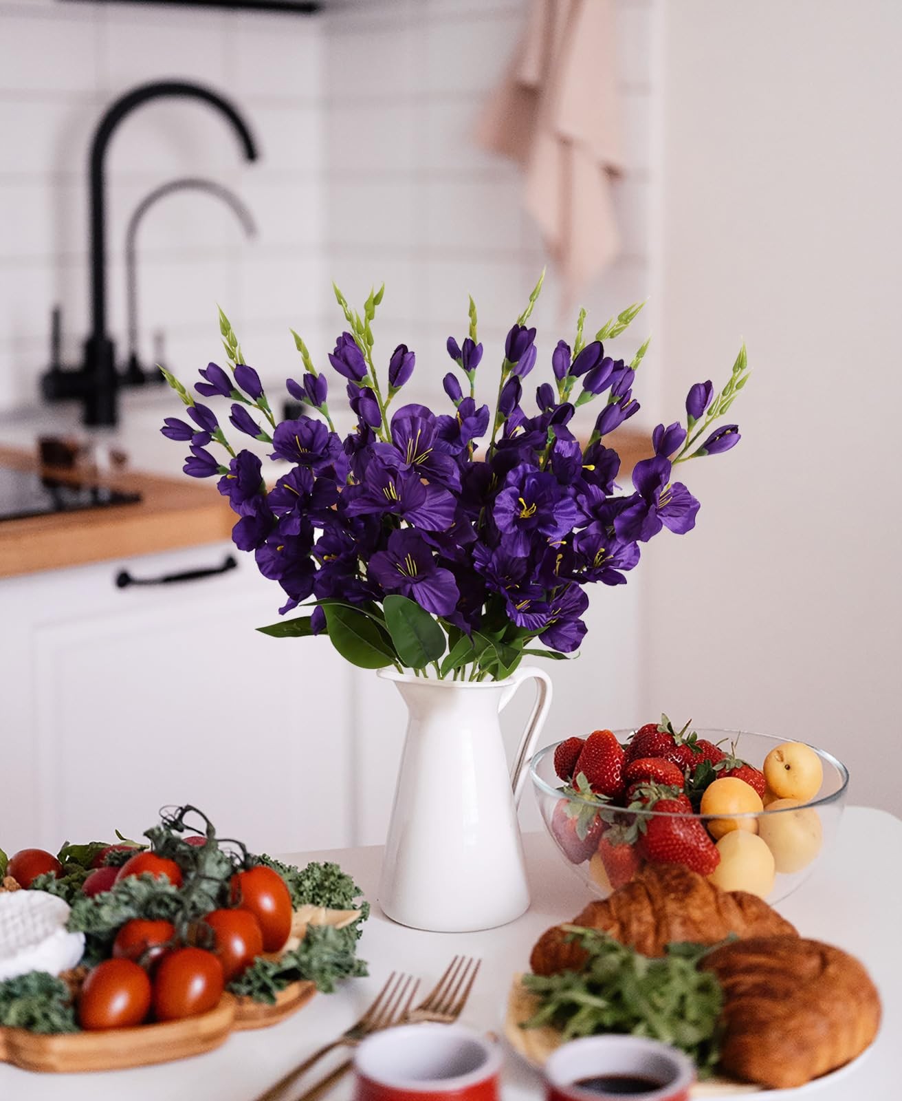 Purple Gladiolus Artificial Flowers 10 PCS Silk Flowers 30 in Fake Gladiolus …