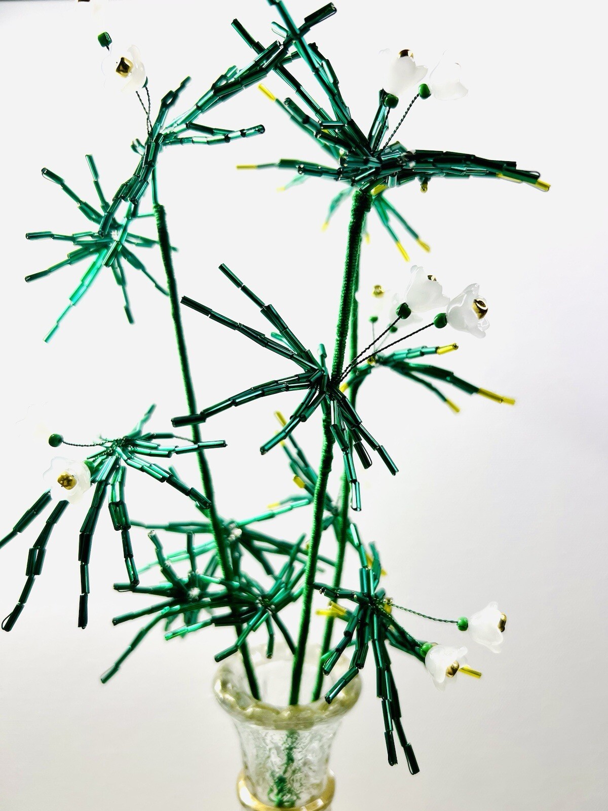 Glass Bugle Beads Exotic Grass Bouquet 16” Home Office Decor
