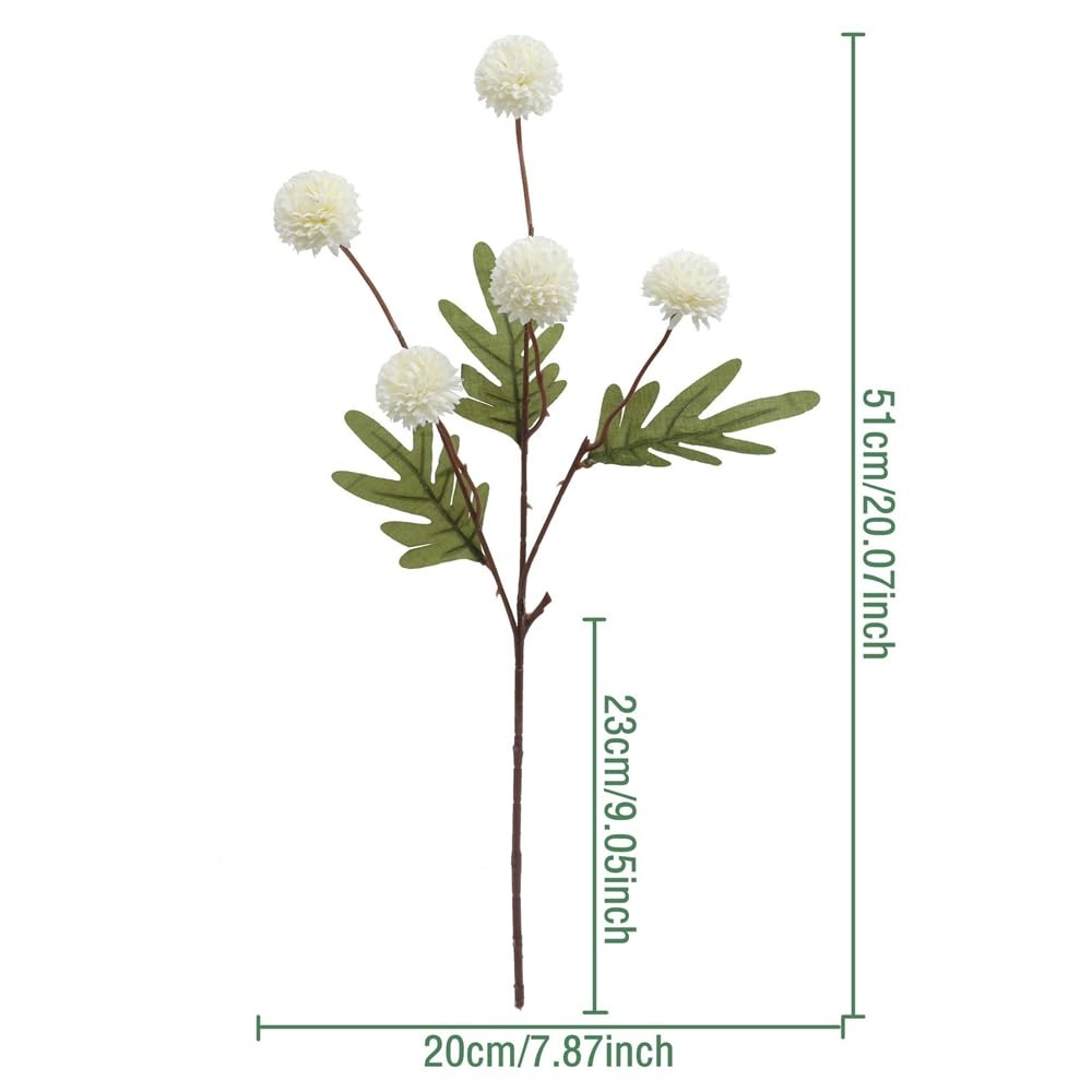 Artificial Flowers for Vase 10 Pcs, 20 in Fake Mums Long Stems White