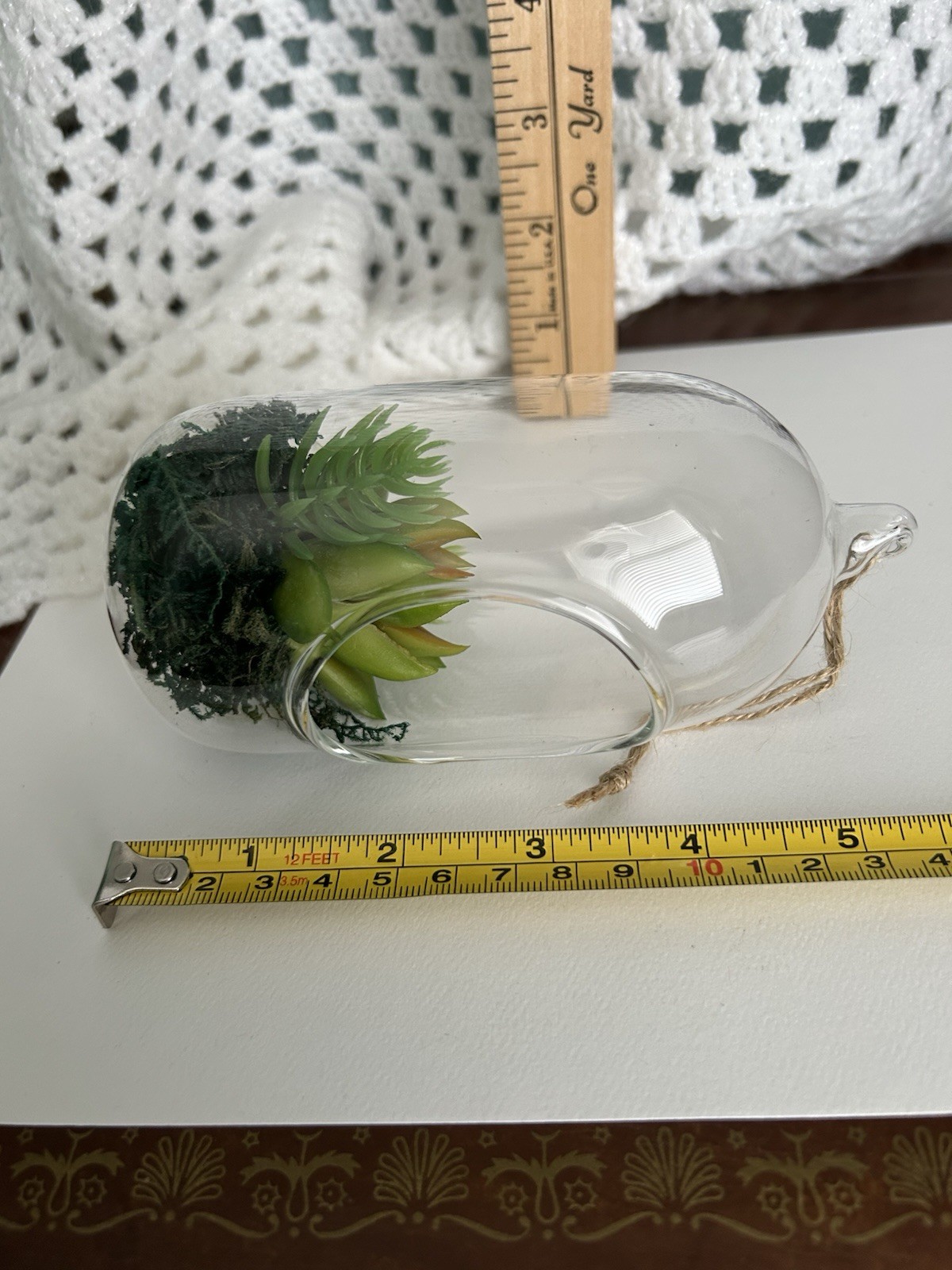 5” Glass Terrarium Year-Round Ornament with Lifelike Faux Succulent Plant