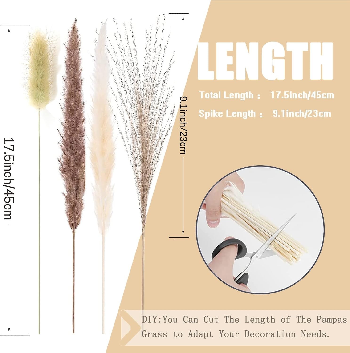Elegant 110 Pcs Dried Pampas Grass Decor – 17.5 Inch Boho Floral Arrangements