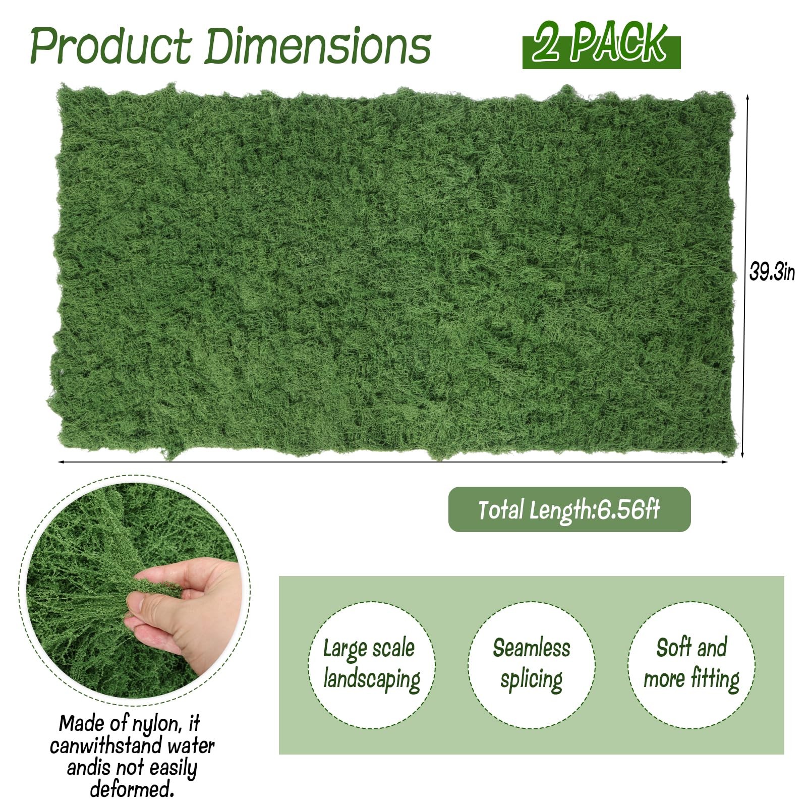 Large 2PCS Artificial Moss Mat 39″ X 78″ for Crafts, Decor & Gardens