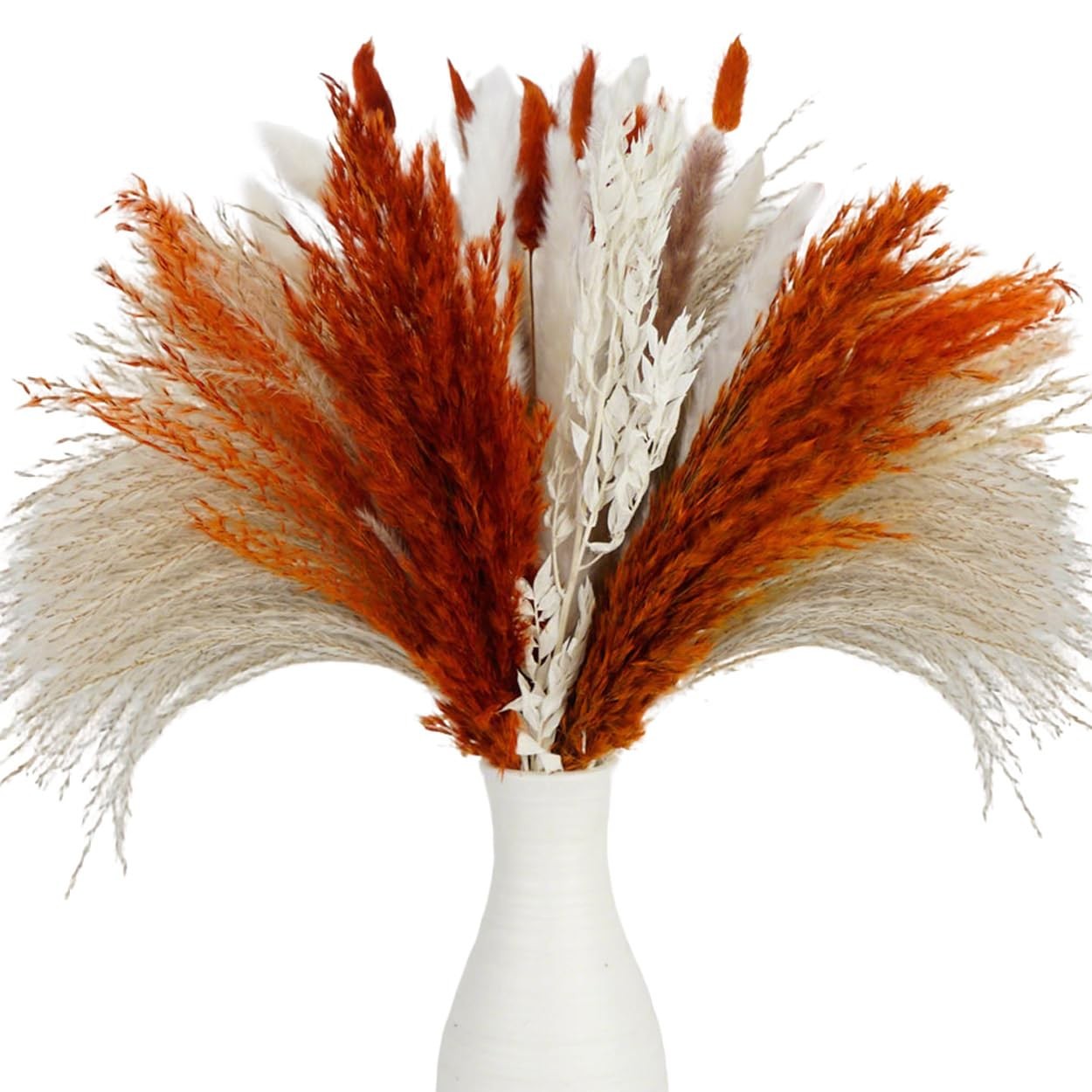 Pampas Grass Dried Flowers for Vase, Burnt Orange Pampas Grass Boho Home Deco…