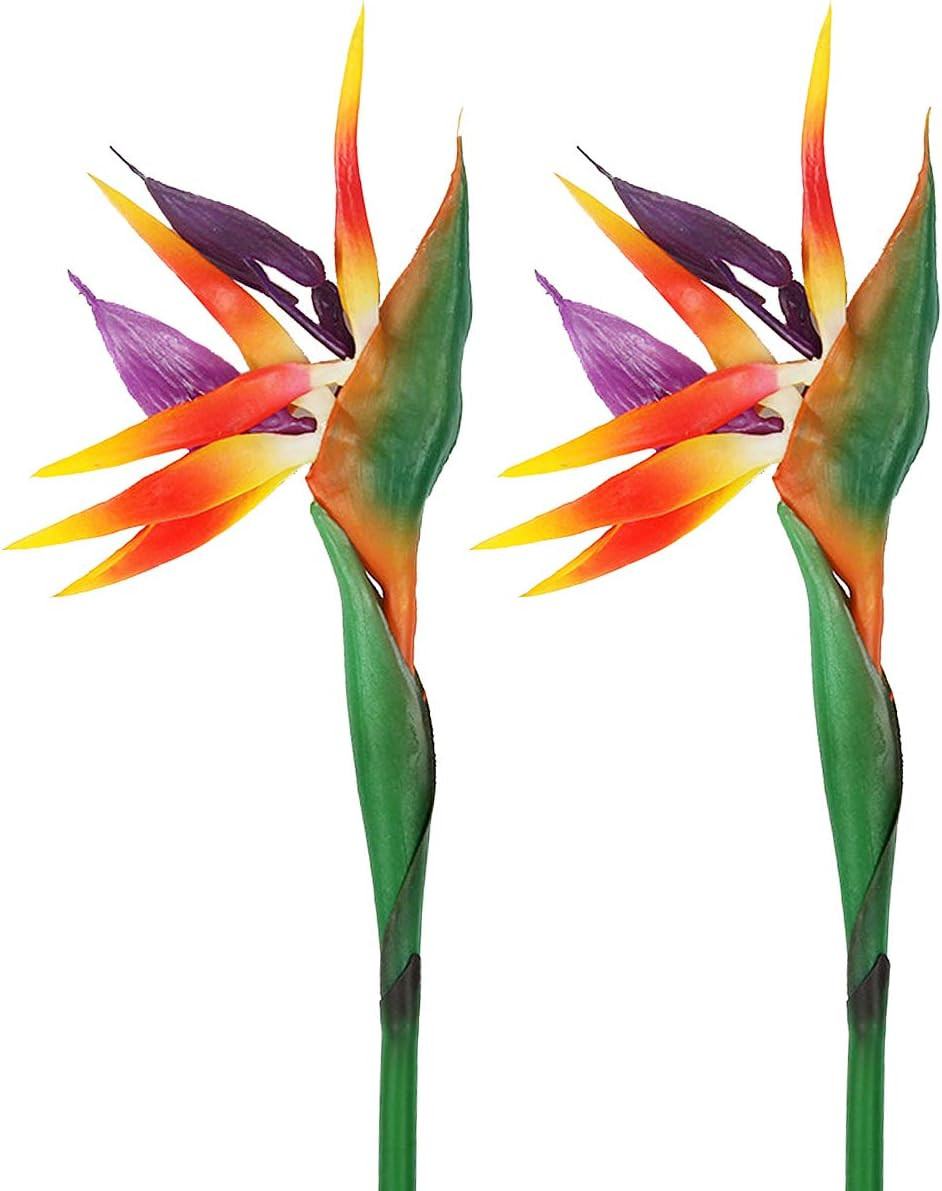 2 Pcs 32” Artificial Bird of Paradise Flowers Plants for Home Garden Wedding Pa