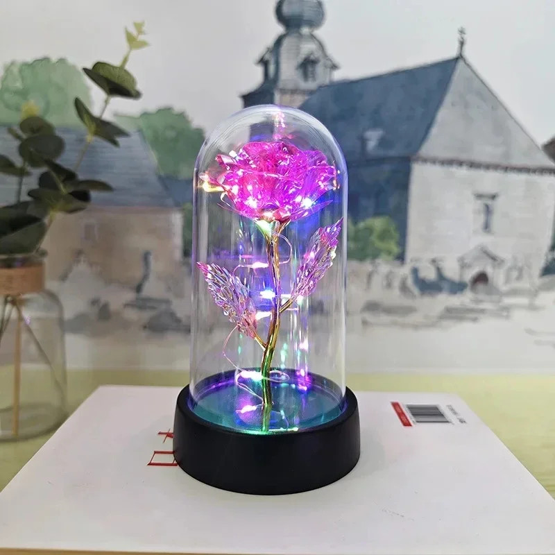 LED Eternal Rose Flower Foil Rose with LED Light Valentines Day Wedding Gift