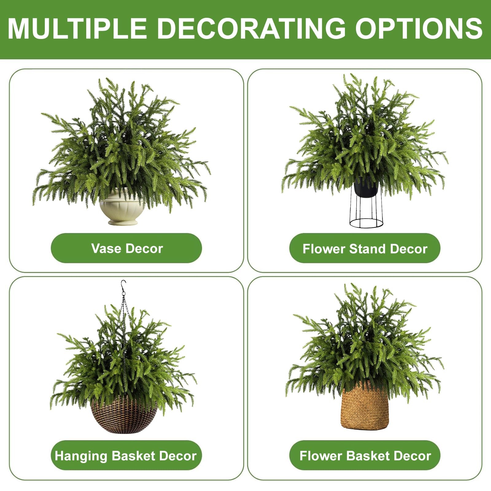 50 Pcs Pine Branches – 18 Inch Artificial Green Pine Stem – Real Touch Pines …