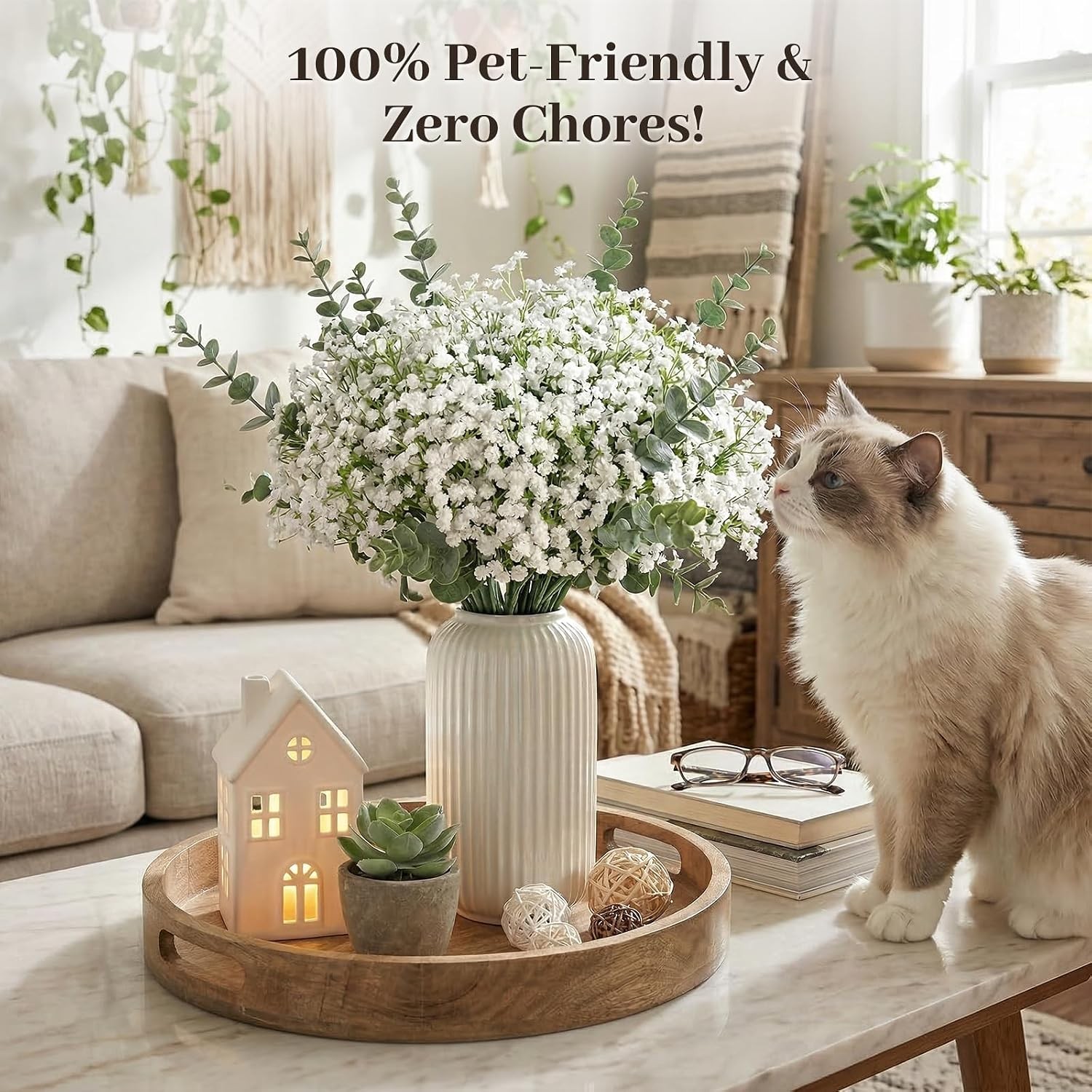 Babys Breath Artificial Flowers, 11PCS 21″ Vase Filler | Gypsophila Bouquet for