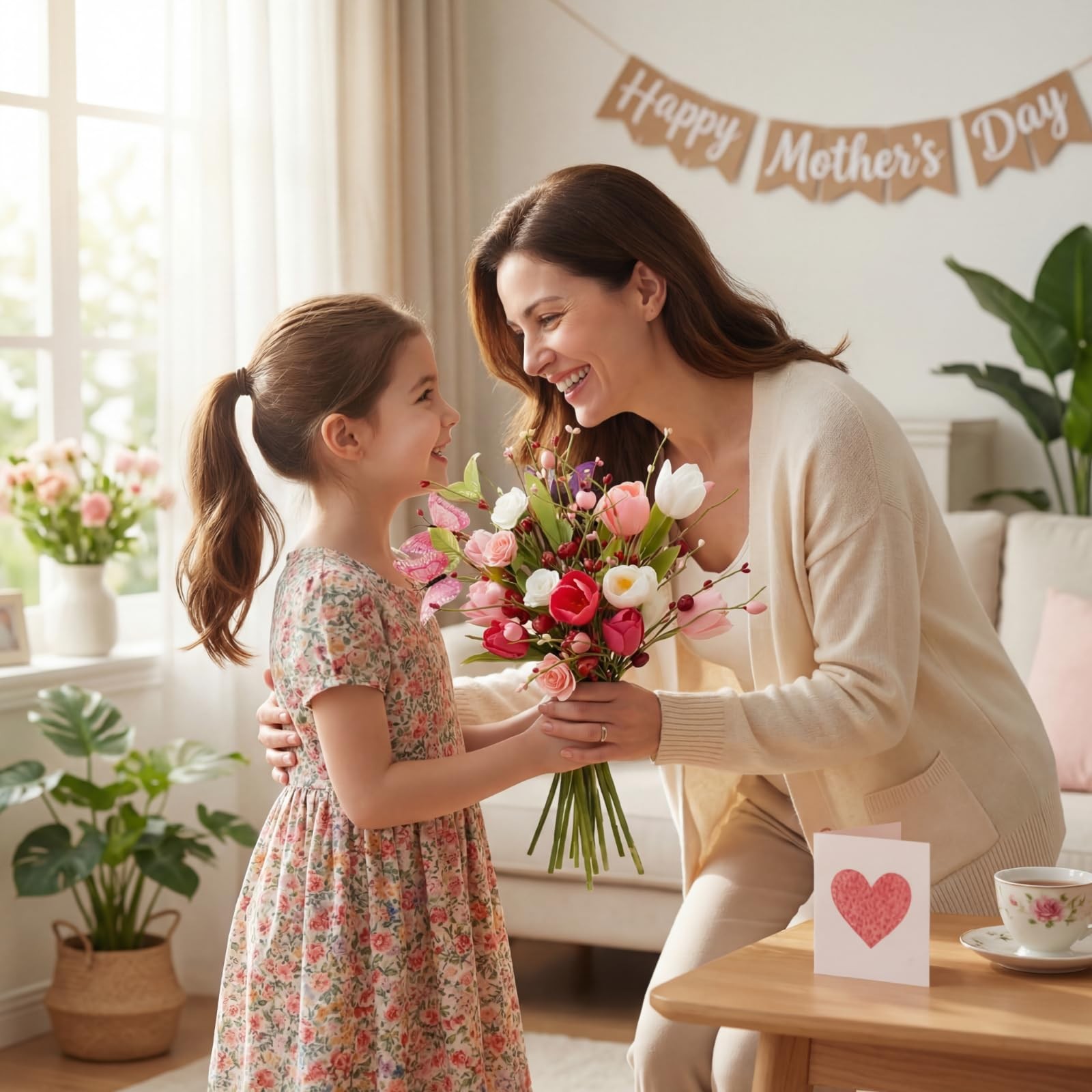 12 Pack Artificial Flower Decor, Tulips & Roses Bouquets with Butterfly Heart…