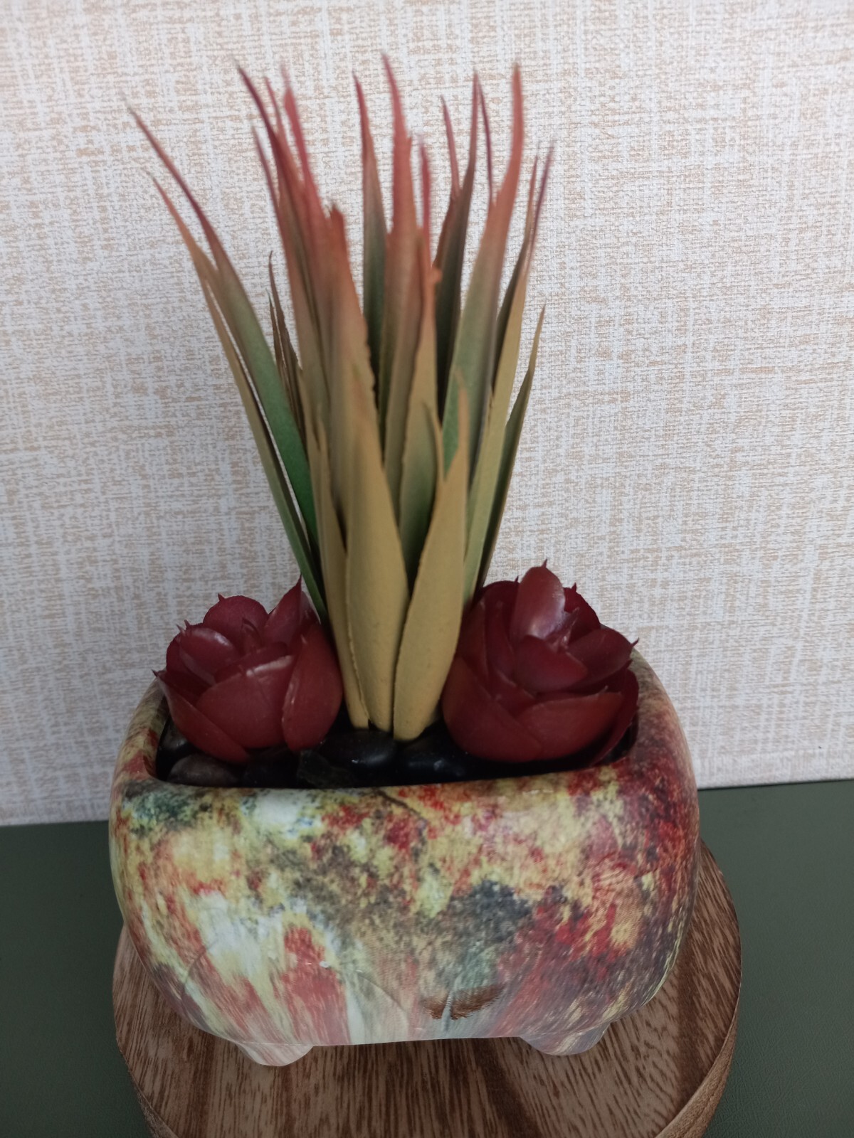 Faux Chic Minimalistic Designed Succulent Plant in Multicolor Ceramic Pot