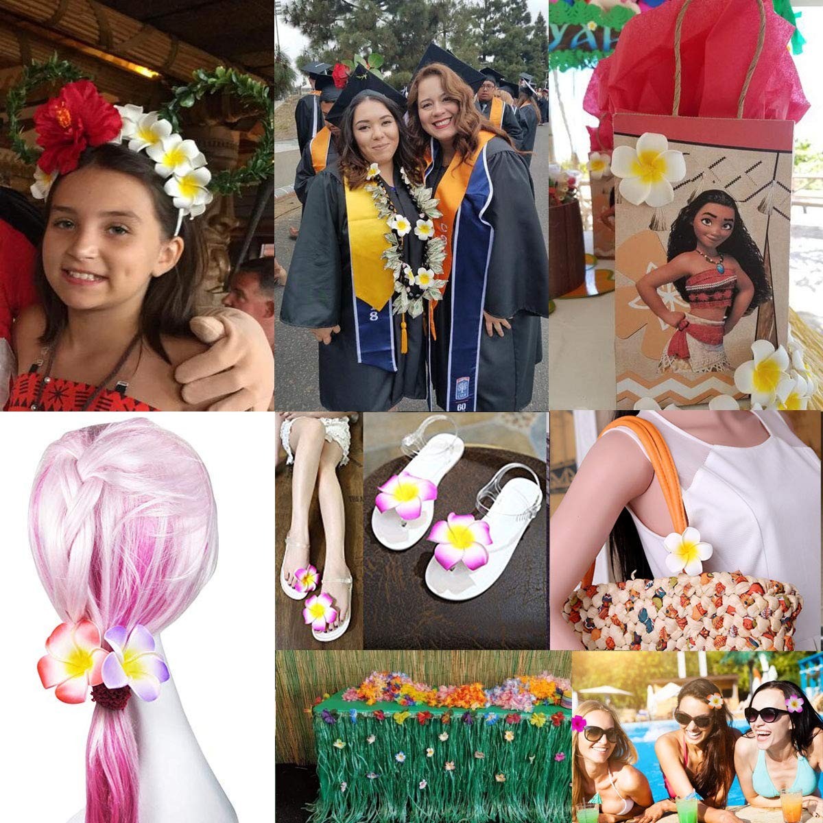25 Pieces 2.5 Inch White Foam Hawaiian Frangipani Artificial Plumeria Flower …