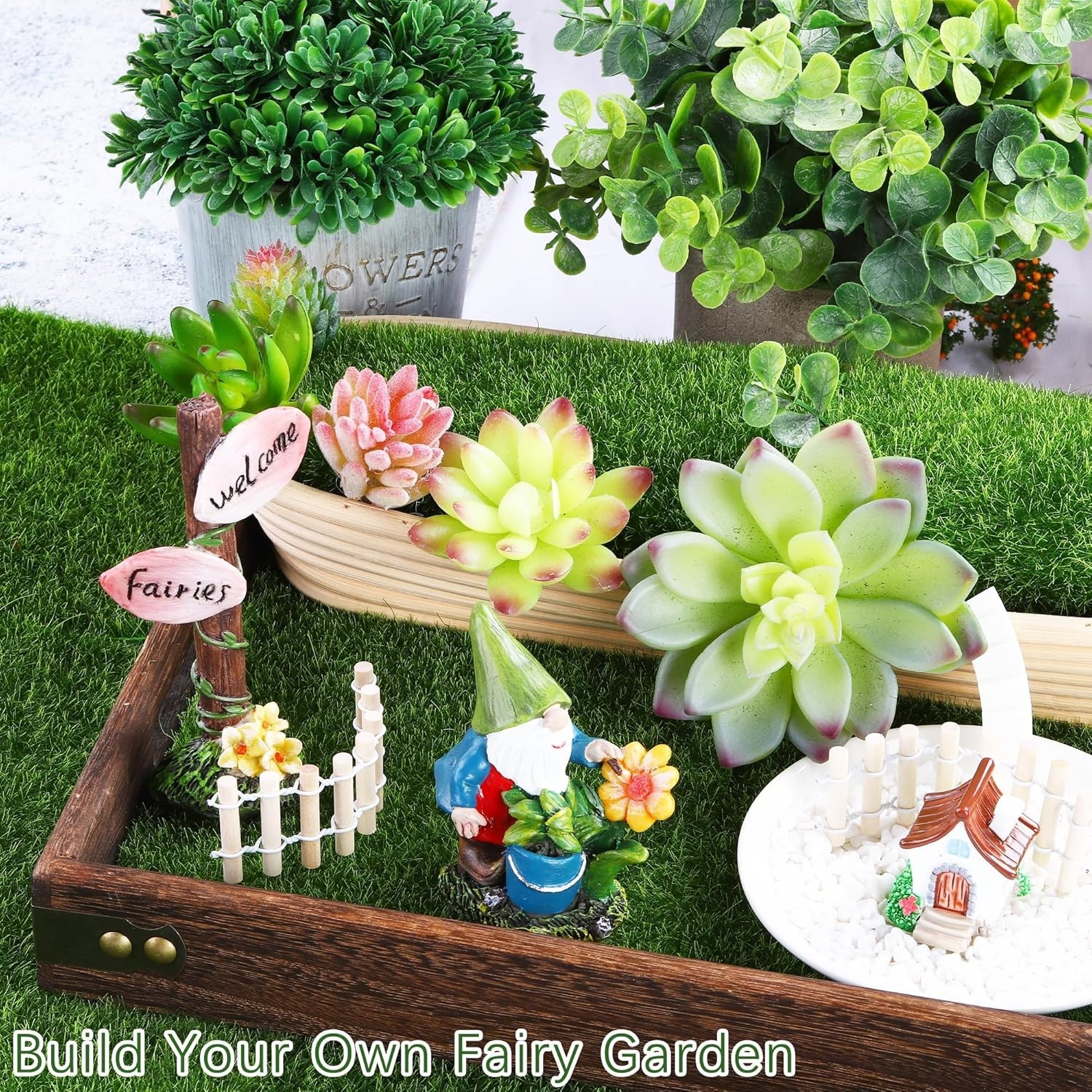 10 Pieces Fake Grass for Crafts Fairy Garden 6 x 6 Inches Artificial Garden G…