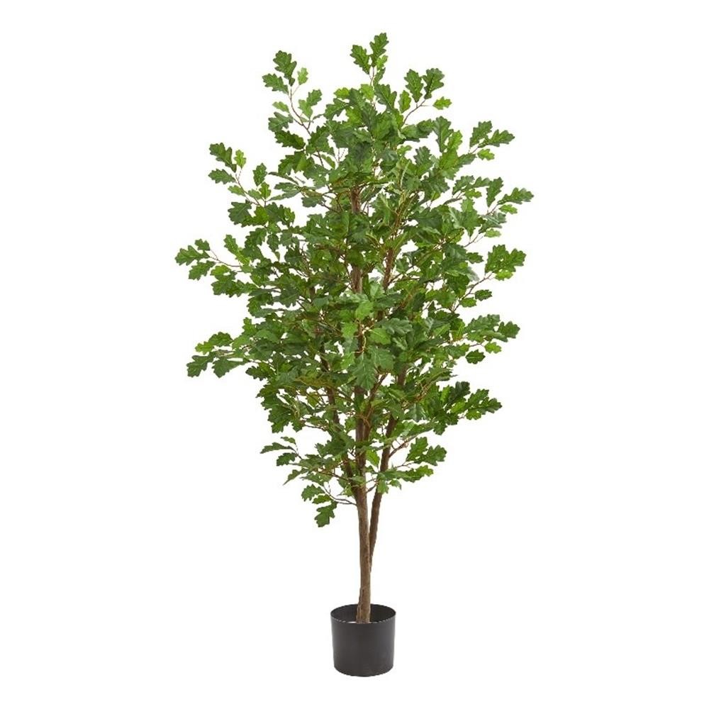 Pemberly Row 60″ Oak Artificial Tree with Glazed Planter in Green/Black