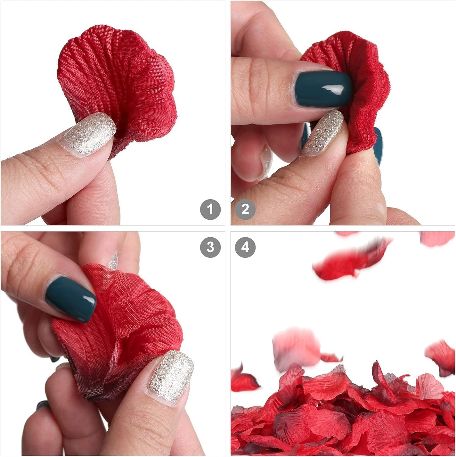 2000 PCS Dark Red Silk Rose Petals Artificial Flower Valentine Wedding Decor