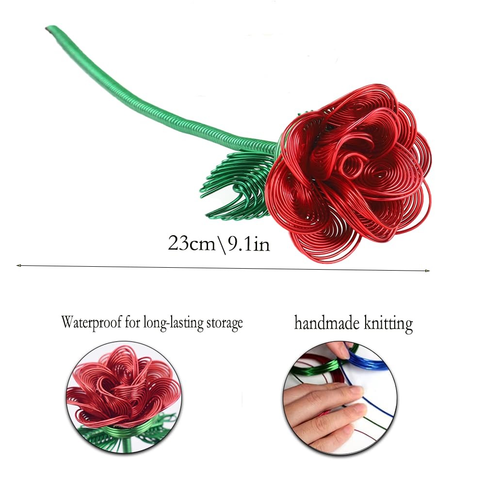 6Pcs YTBBGS Colorful Metal Bouquet Rose Artificial Flowers,Fake Rose with Wat