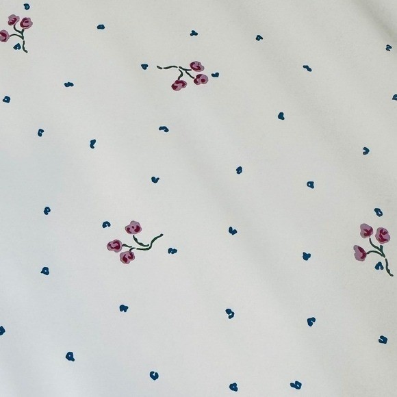 Vtg Floral Wallpaper White Pink Blue Flowers Liberty of London 80s Cottagecore