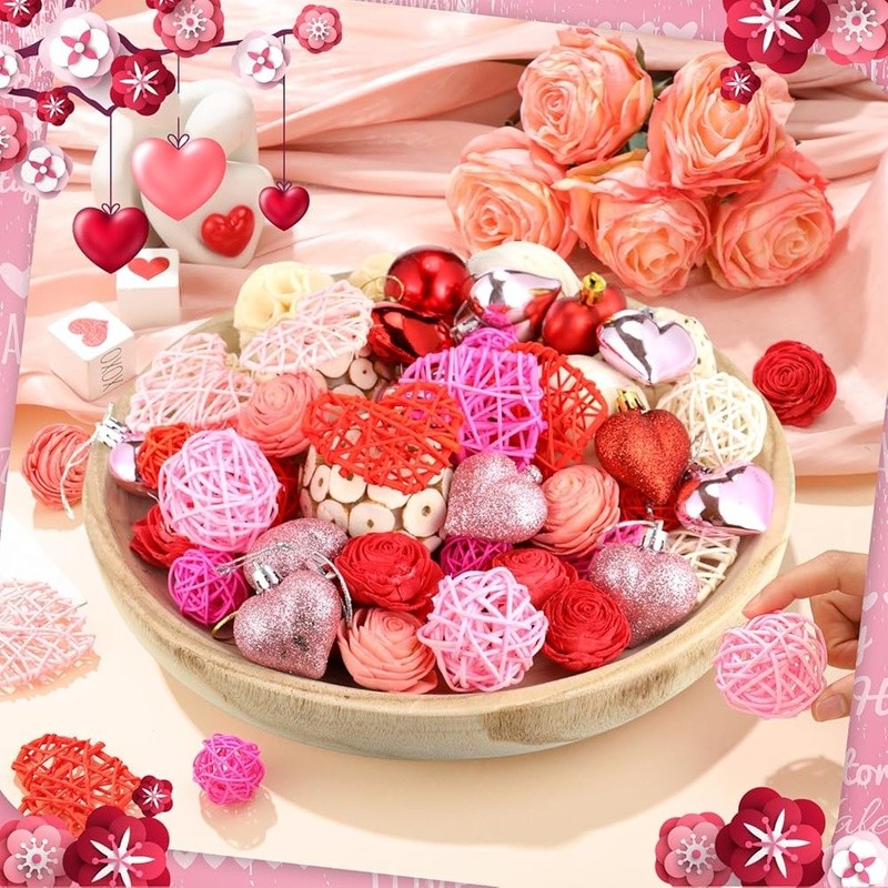 Decorative Balls Set Home Decor Wedding Party Bowl Filler Flowers Rattan Love US