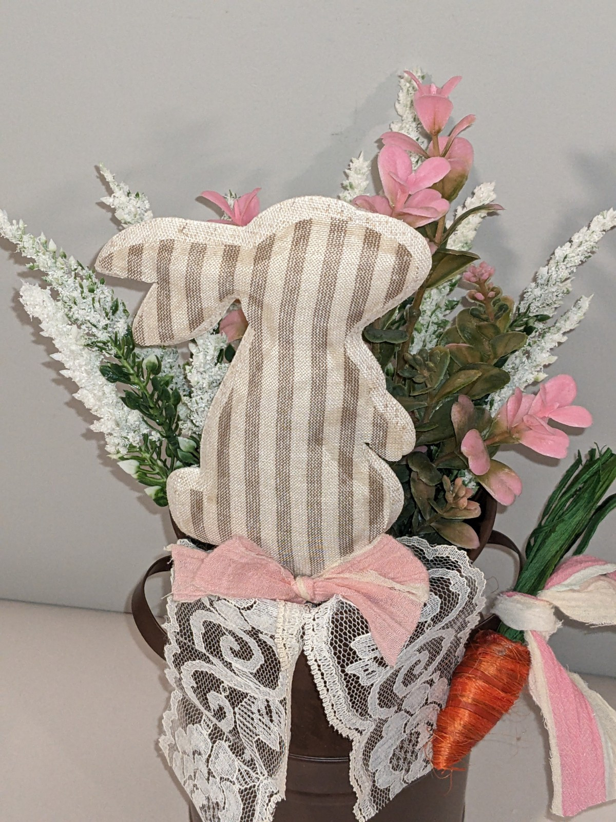 New Handmade Spring Easter Floral Bunny Decor~Farmhouse Country~