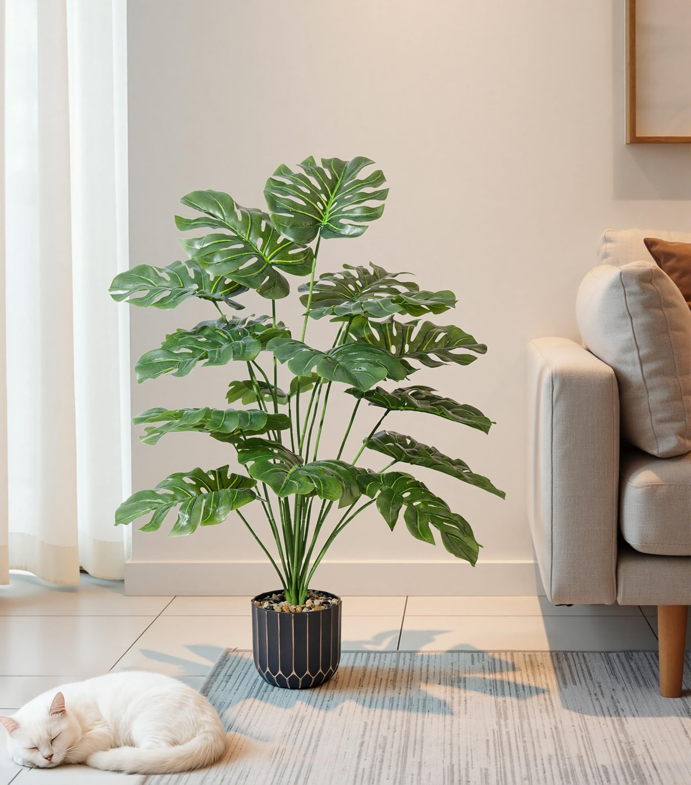 28″ Artificial Monstera Plant Tall Fake Faux Plants Indoor Outdoor Tree for L…