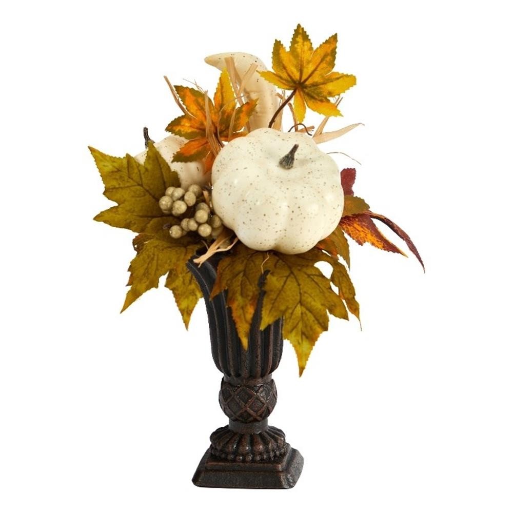 Nearly Natural 13″ Fall Pumpkin & Berries Artificial Autumn Arrangement in Urn