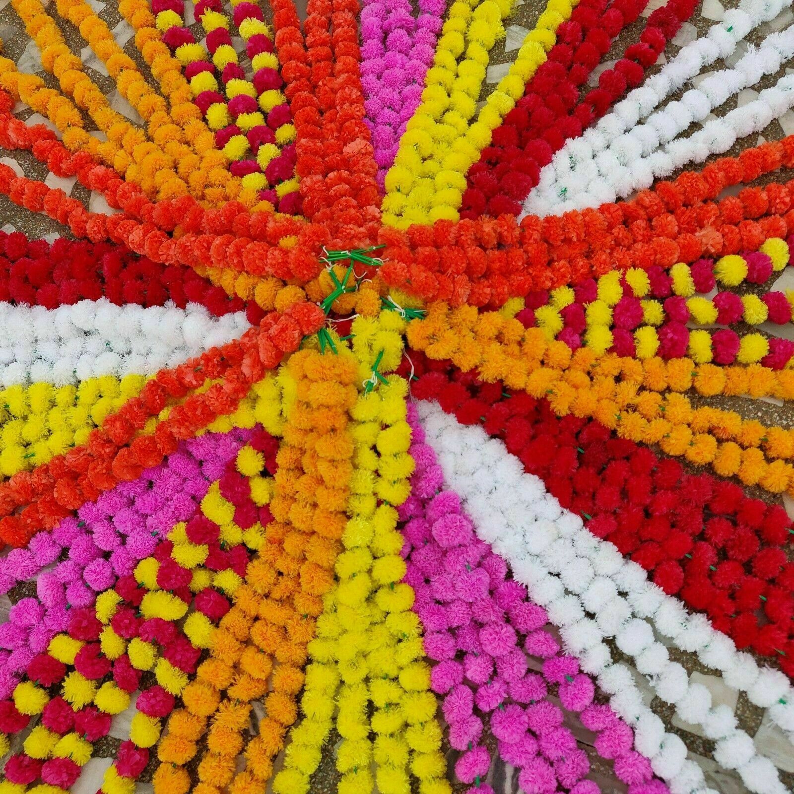 Indian Handmade Artificial Marigold Flower Garland Home Wedding Party Decoration