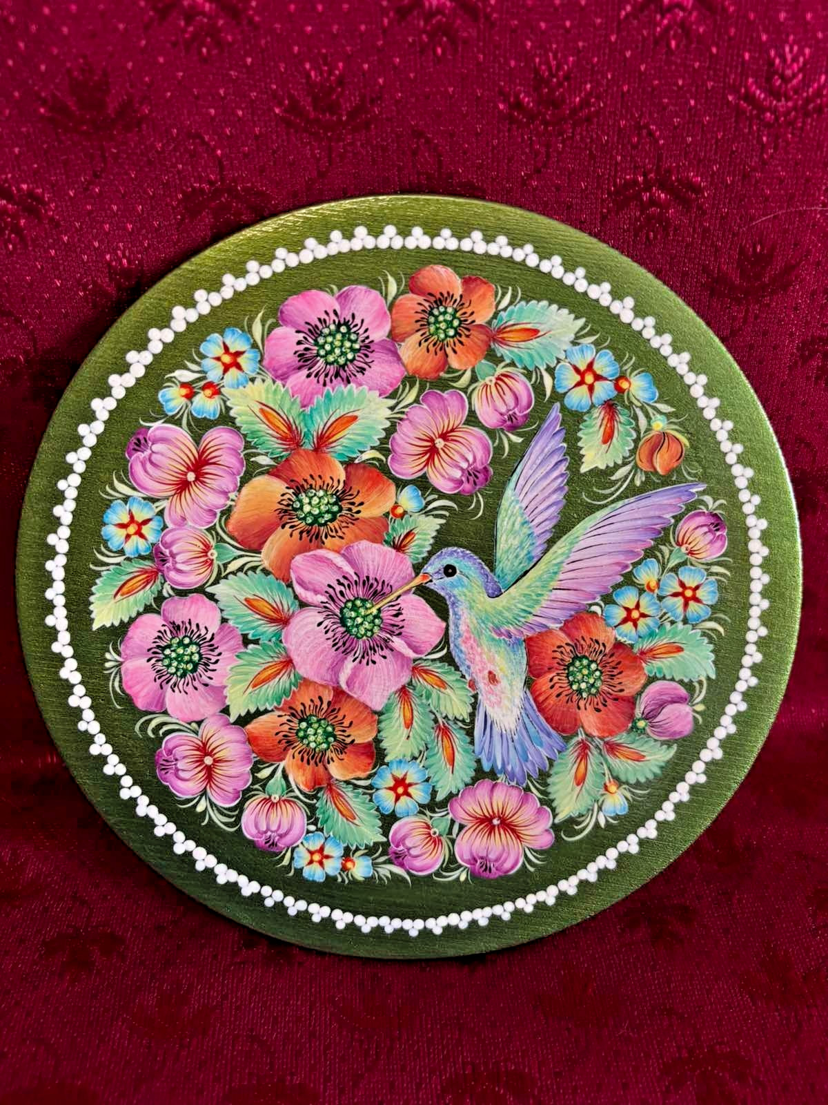 Decorative Wooden Plate with White Lilies |Cream & Snow-White Floral Design|Gift