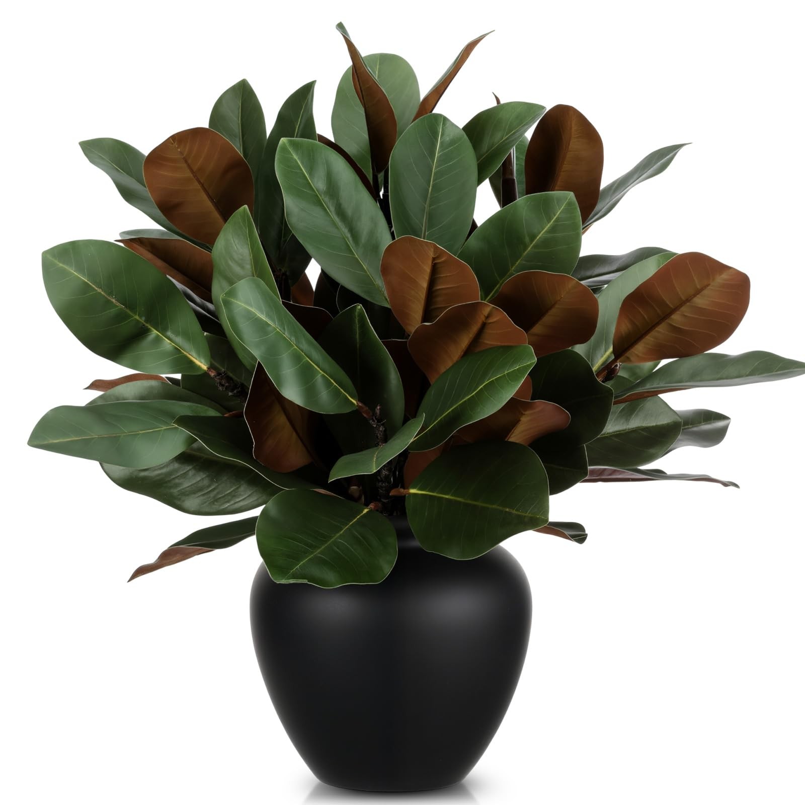 Suncalla 16 Pcs Magnolia Artificial Leaves Branches 17.72 Inches Artificial Fake