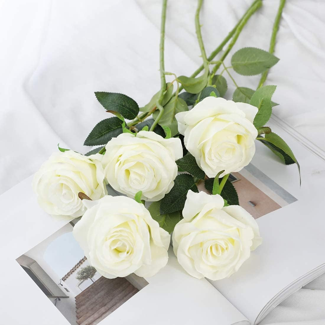 Veryhome Artificial Flowers Silk Roses Fake Bridal Wedding Bouquet for Home Gard