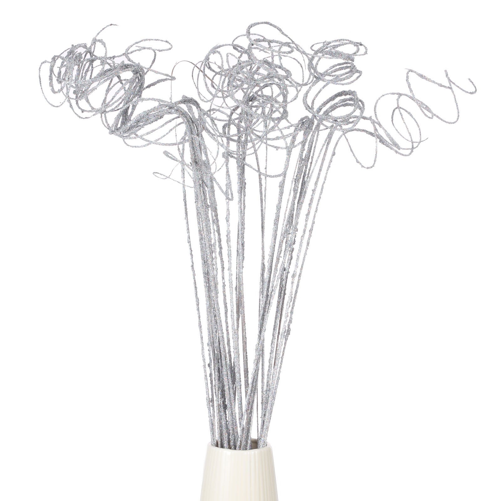 30 Pcs Glitter Dried Curly Willow Branches Natural Branches Twigs, Silver