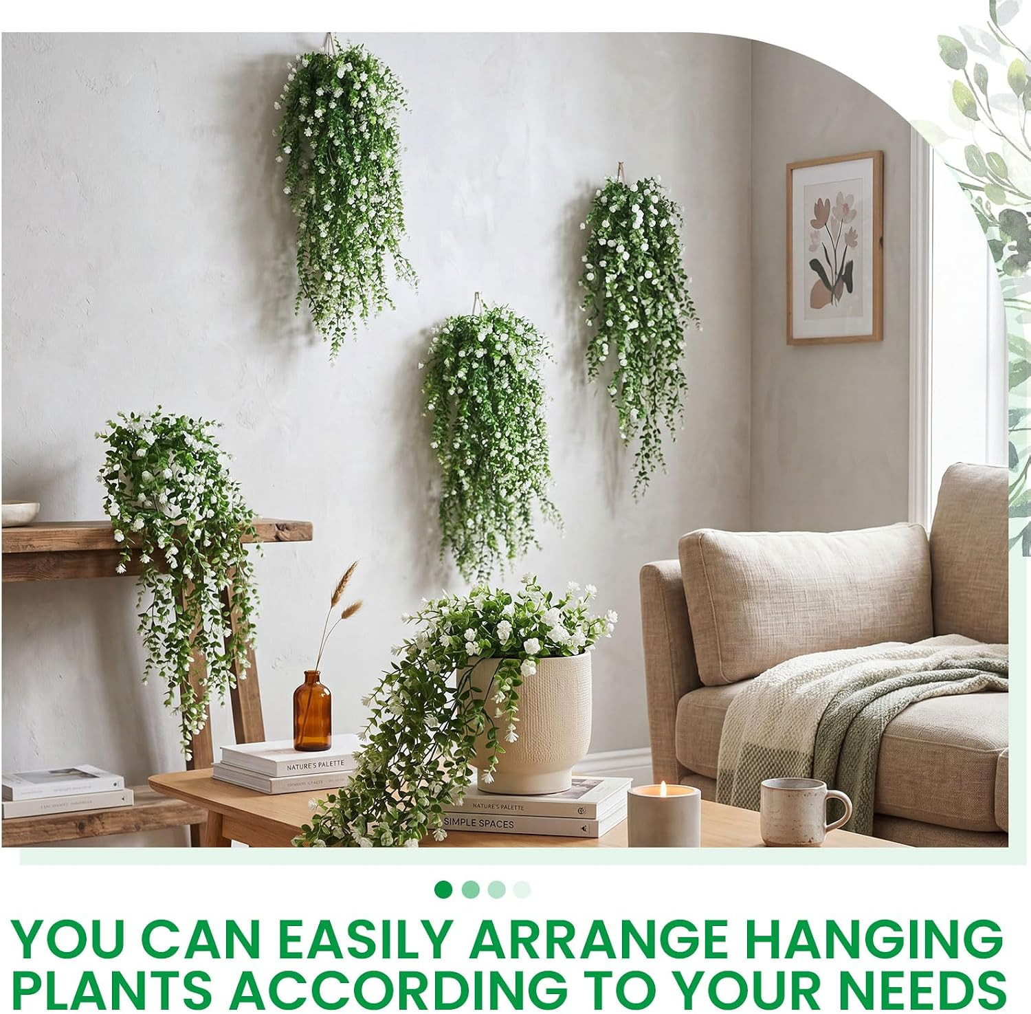 28 Pcs Artificial Hanging Plants 32 Inch Plastic Fern Vine Fake Greenery Plant F