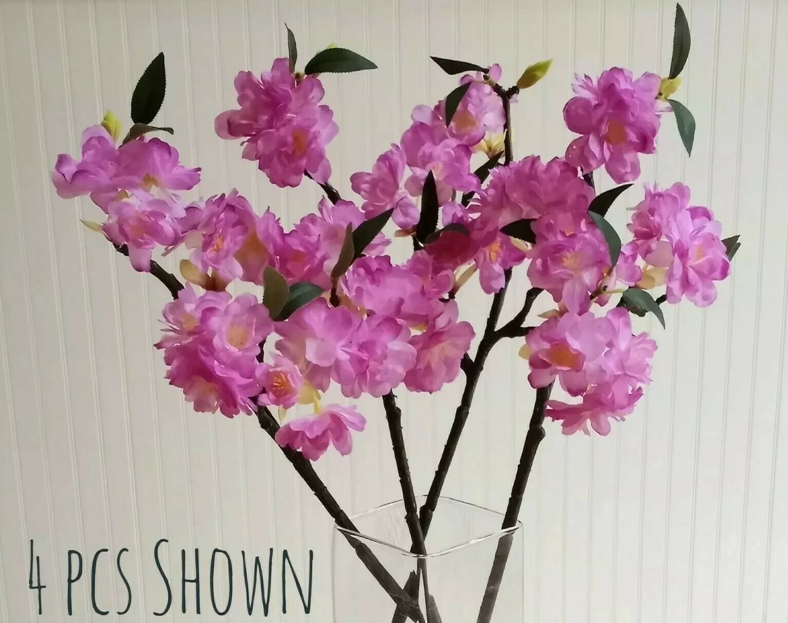 (4 pcs) Natural Lavender Cherry Blossom 16″ Branch Sakura Silk Flower Home Decor