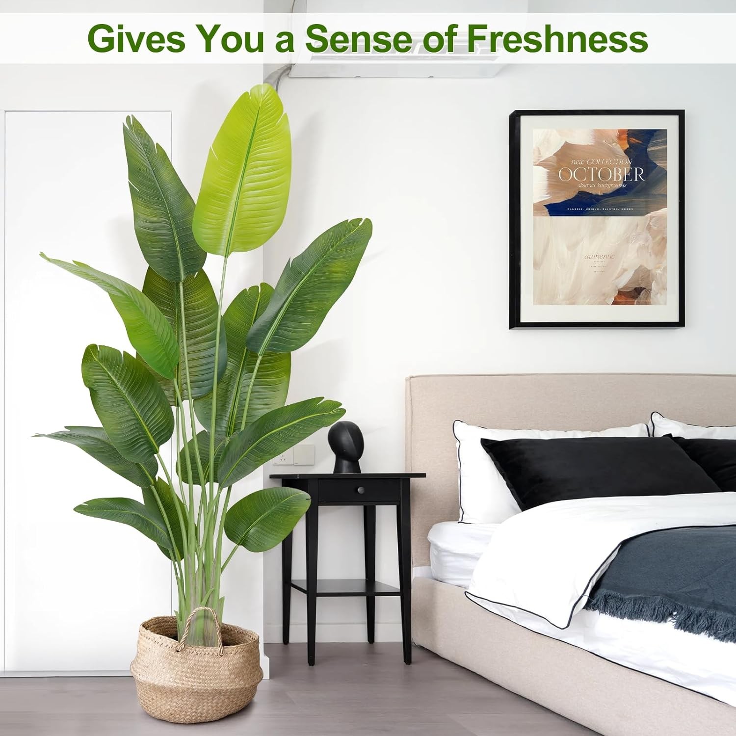 Lifelike Bird of Paradise Artificial Plant,6ft Faux Banana Leaf Tree with 13